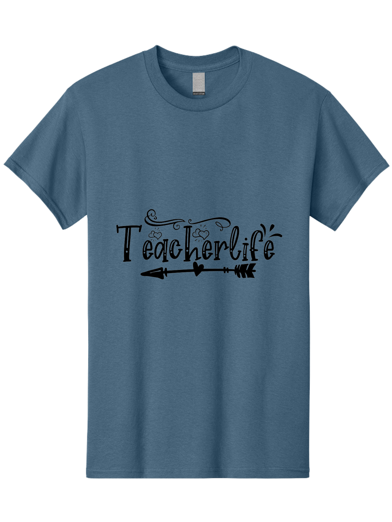 Teacherlife-01 Men'S Graphic Tee, 100% Cotton, Comfortable Casual Summer Wear, Machine Washable, Teacherlife, Teaching Profession, Education Symbol, Decorative Text, Arrow Design, Heart Element, Elegant Script Aae684 9