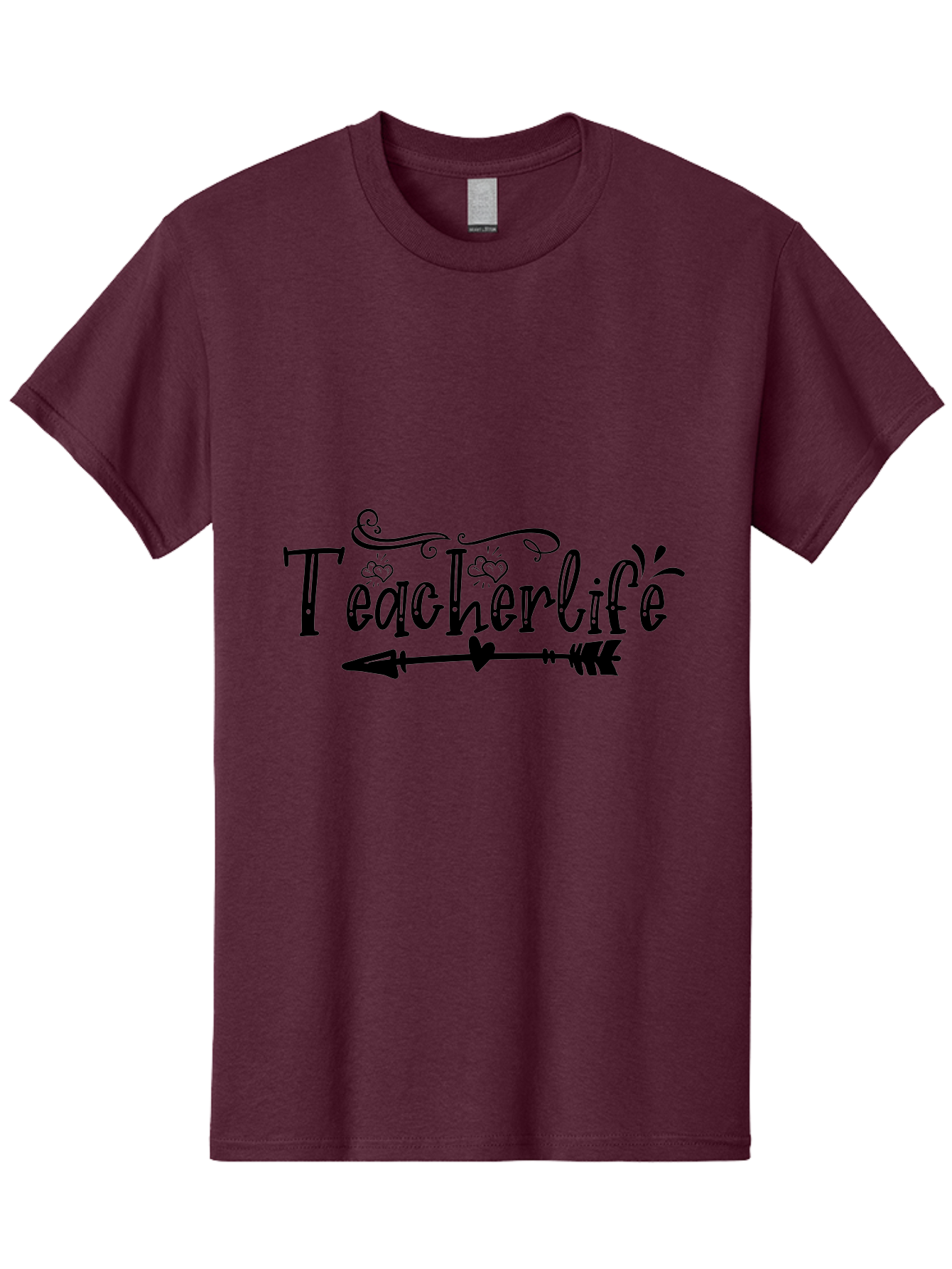 Teacherlife-01 Men'S Graphic Tee, 100% Cotton, Comfortable Casual Summer Wear, Machine Washable, Teacherlife, Teaching Profession, Education Symbol, Decorative Text, Arrow Design, Heart Element, Elegant Script Aae684 15