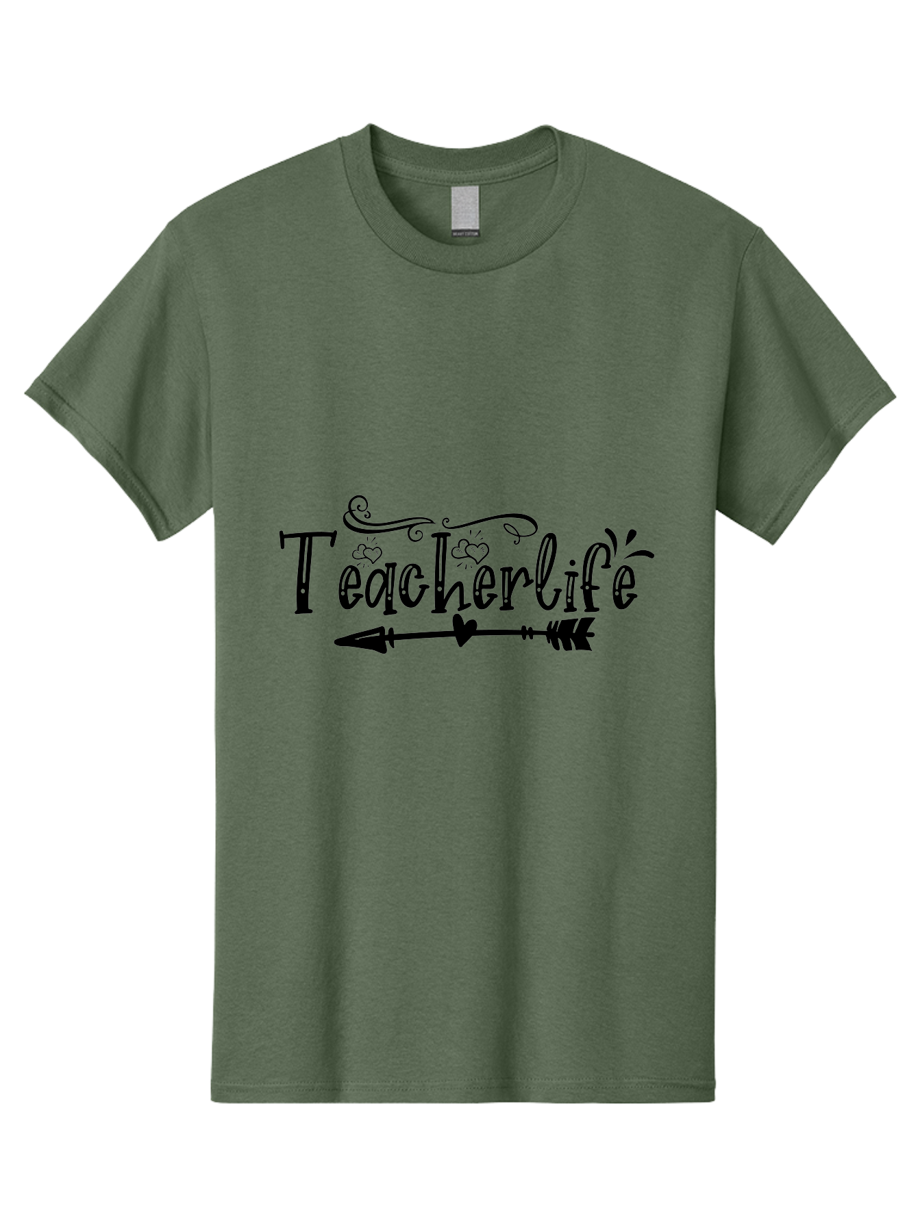 Teacherlife-01 Men'S Graphic Tee, 100% Cotton, Comfortable Casual Summer Wear, Machine Washable, Teacherlife, Teaching Profession, Education Symbol, Decorative Text, Arrow Design, Heart Element, Elegant Script Aae684 5