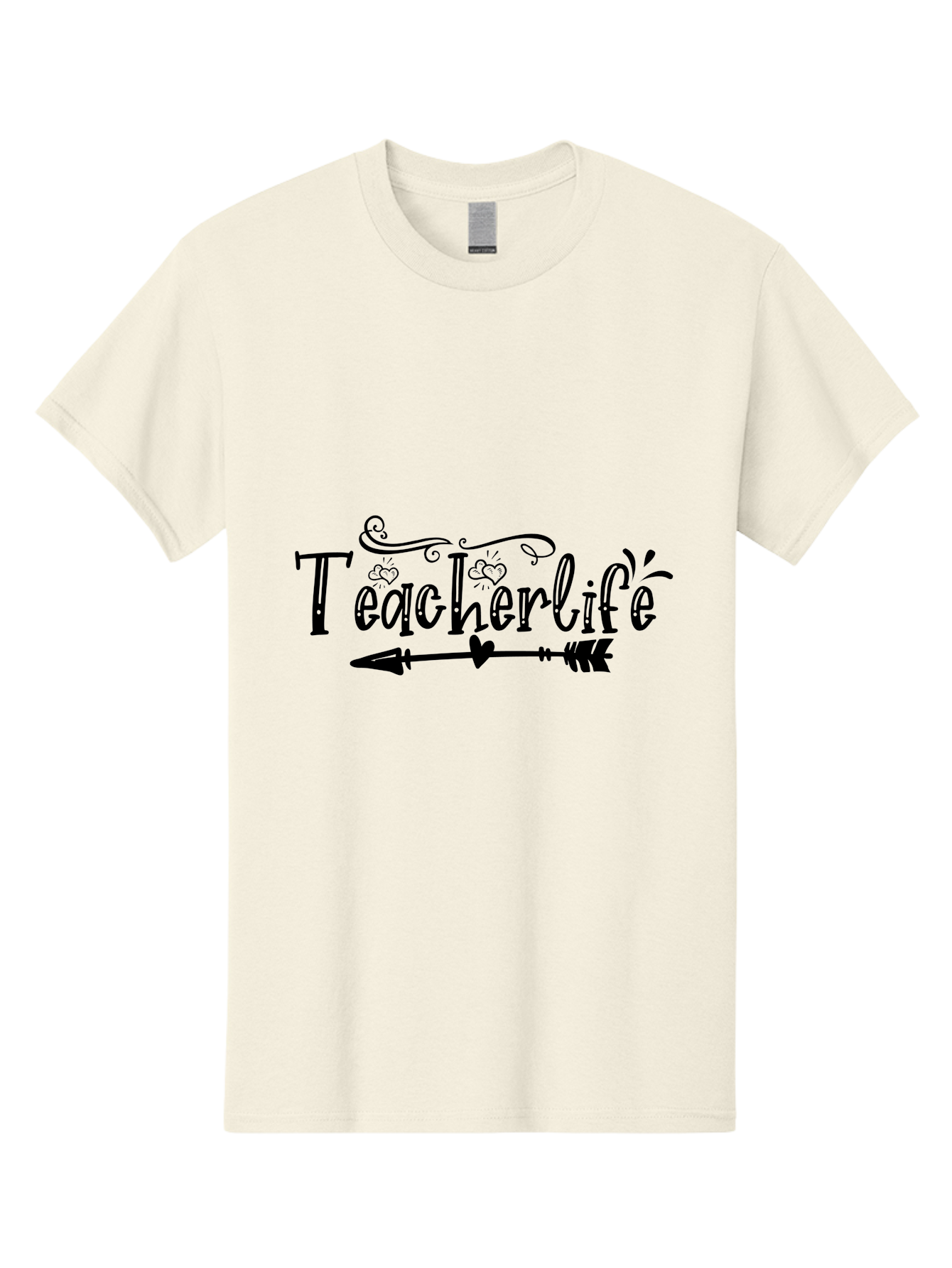 Teacherlife-01 Men'S Graphic Tee, 100% Cotton, Comfortable Casual Summer Wear, Machine Washable, Teacherlife, Teaching Profession, Education Symbol, Decorative Text, Arrow Design, Heart Element, Elegant Script Aae684 23