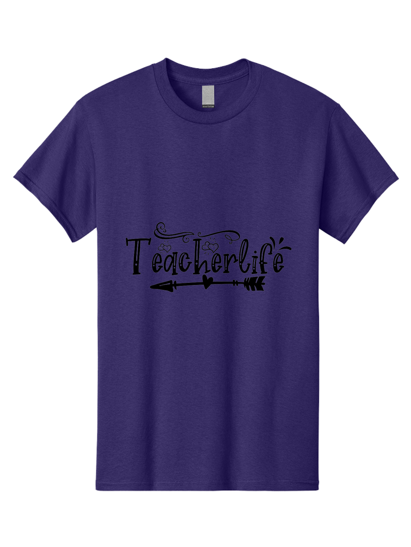 Teacherlife-01 Men'S Graphic Tee, 100% Cotton, Comfortable Casual Summer Wear, Machine Washable, Teacherlife, Teaching Profession, Education Symbol, Decorative Text, Arrow Design, Heart Element, Elegant Script Aae684 19