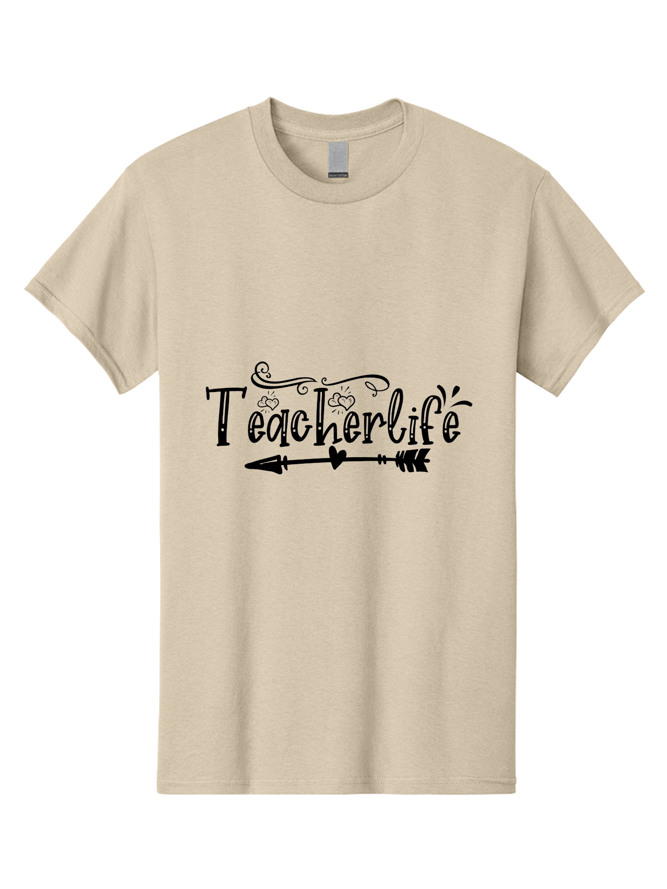 Teacherlife-01 Men'S Graphic Tee, 100% Cotton, Comfortable Casual Summer Wear, Machine Washable, Teacherlife, Teaching Profession, Education Symbol, Decorative Text, Arrow Design, Heart Element, Elegant Script Aae684 29
