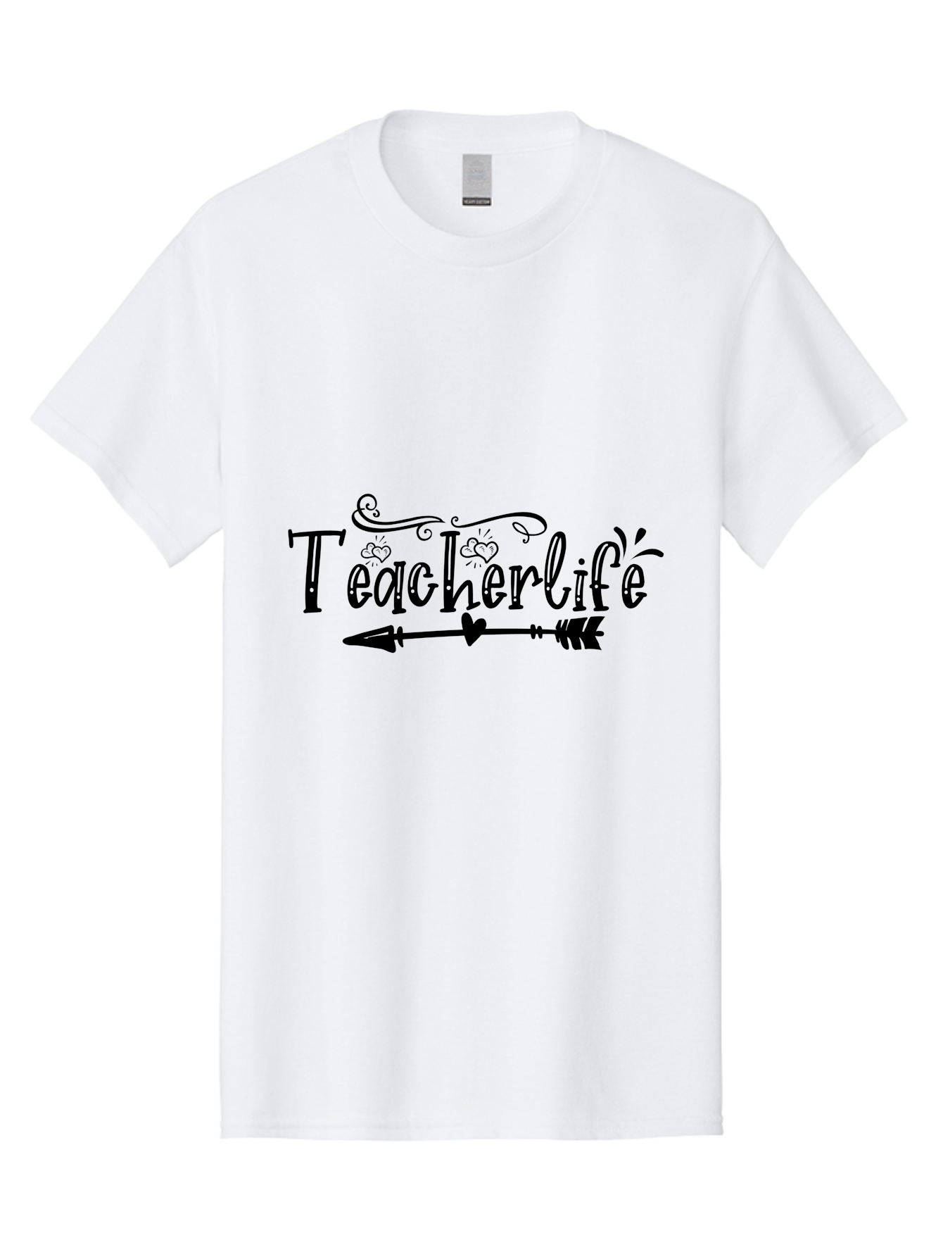 Teacherlife-01 Men'S Graphic Tee, 100% Cotton, Comfortable Casual Summer Wear, Machine Washable, Teacherlife, Teaching Profession, Education Symbol, Decorative Text, Arrow Design, Heart Element, Elegant Script Aae684 7