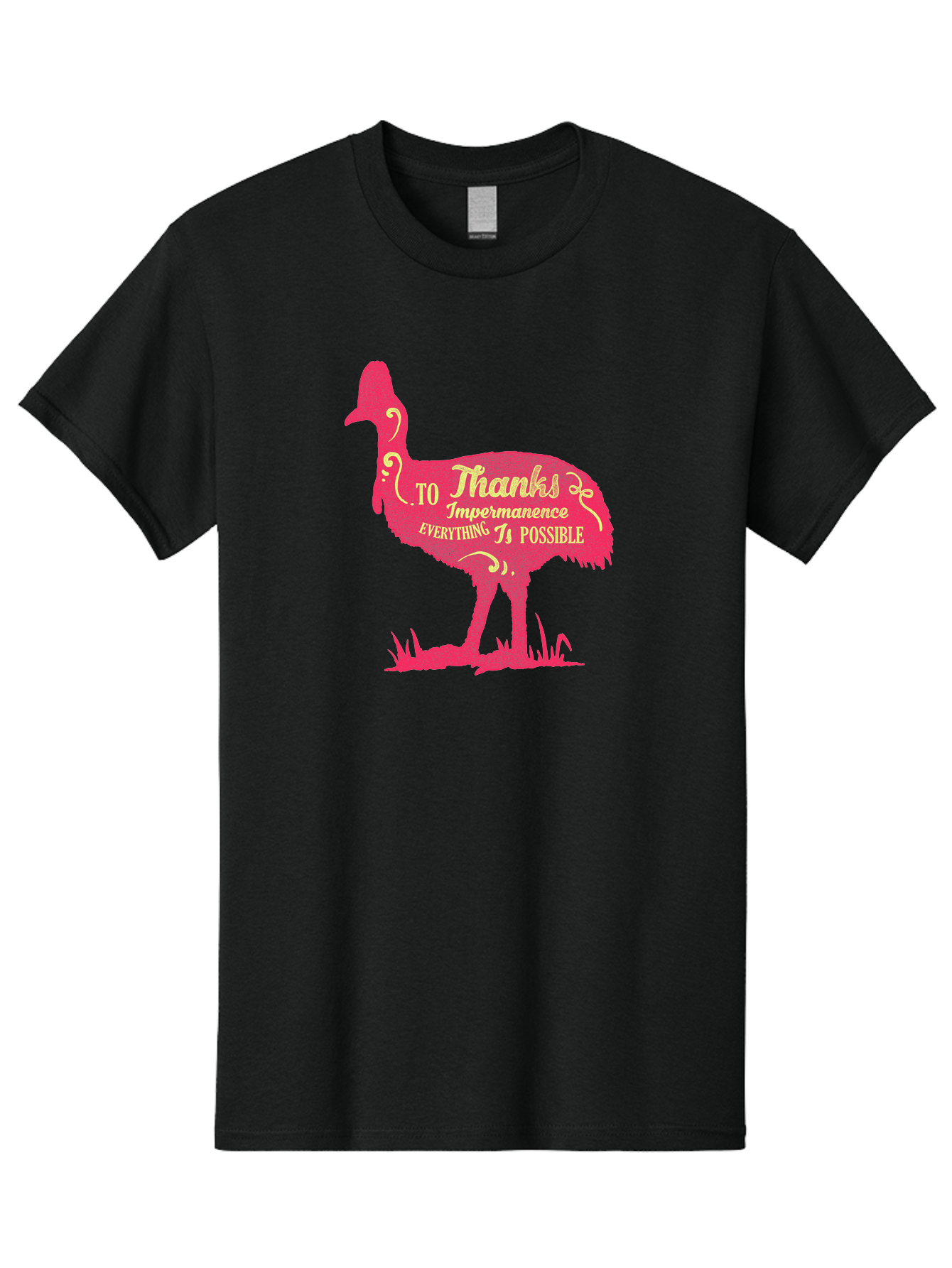 Thanks To Impermanence Men'S Graphic Tee, 100% Cotton, Comfortable Casual Summer Wear, Machine Washable, Stylized Bird Silhouette, Motivational Quote, Inspirational Text, Thanks To Impermanence Everything Is Possible, Creative Typography, Aae689 25