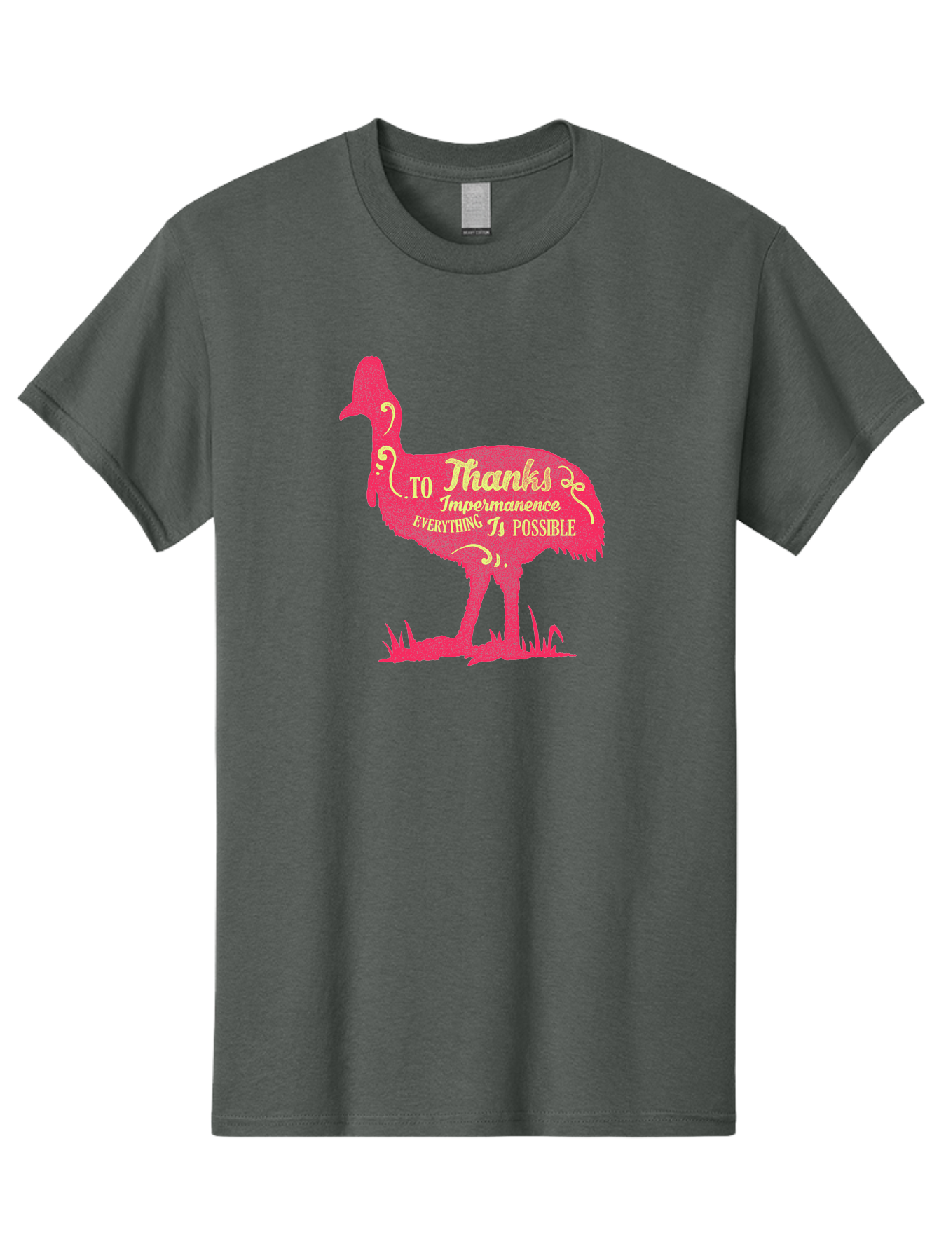 Thanks To Impermanence Men'S Graphic Tee, 100% Cotton, Comfortable Casual Summer Wear, Machine Washable, Stylized Bird Silhouette, Motivational Quote, Inspirational Text, Thanks To Impermanence Everything Is Possible, Creative Typography, Aae689 13
