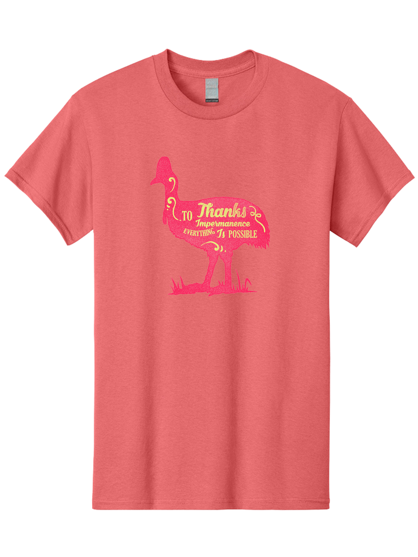 Thanks To Impermanence Men'S Graphic Tee, 100% Cotton, Comfortable Casual Summer Wear, Machine Washable, Stylized Bird Silhouette, Motivational Quote, Inspirational Text, Thanks To Impermanence Everything Is Possible, Creative Typography, Aae689 15