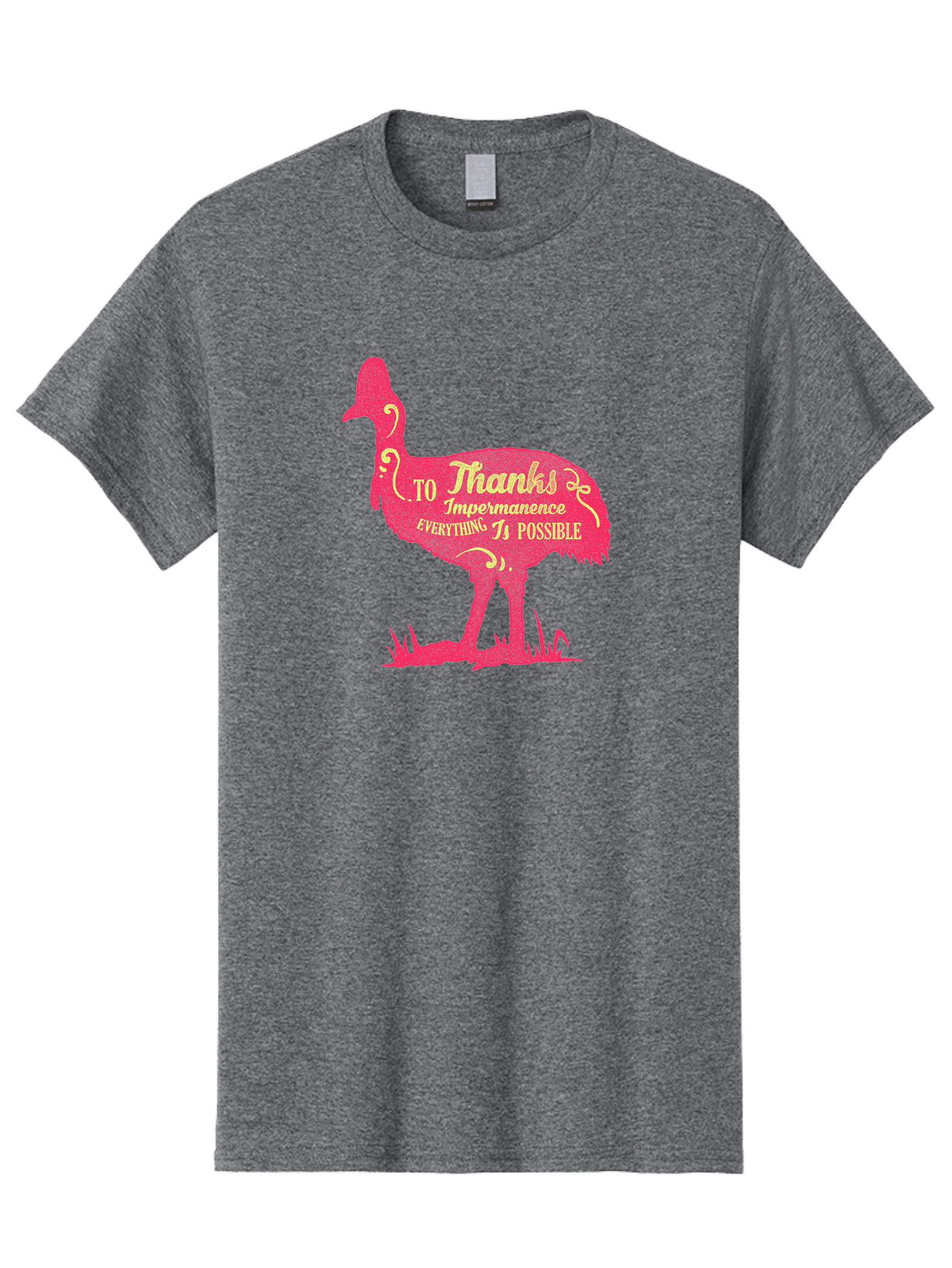 Thanks To Impermanence Men'S Graphic Tee, 100% Cotton, Comfortable Casual Summer Wear, Machine Washable, Stylized Bird Silhouette, Motivational Quote, Inspirational Text, Thanks To Impermanence Everything Is Possible, Creative Typography, Aae689 9