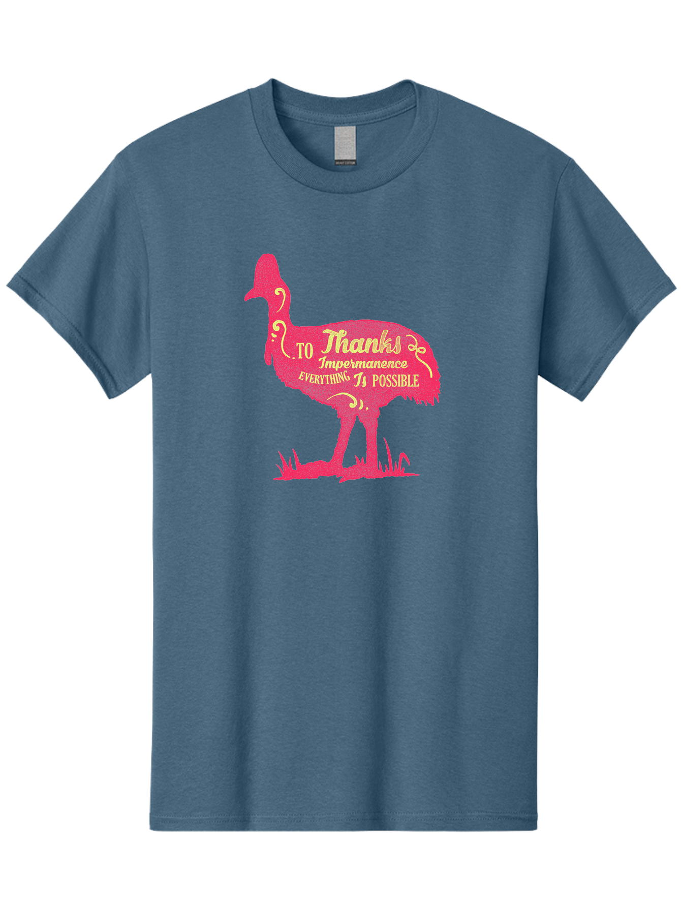 Thanks To Impermanence Men'S Graphic Tee, 100% Cotton, Comfortable Casual Summer Wear, Machine Washable, Stylized Bird Silhouette, Motivational Quote, Inspirational Text, Thanks To Impermanence Everything Is Possible, Creative Typography, Aae689 29