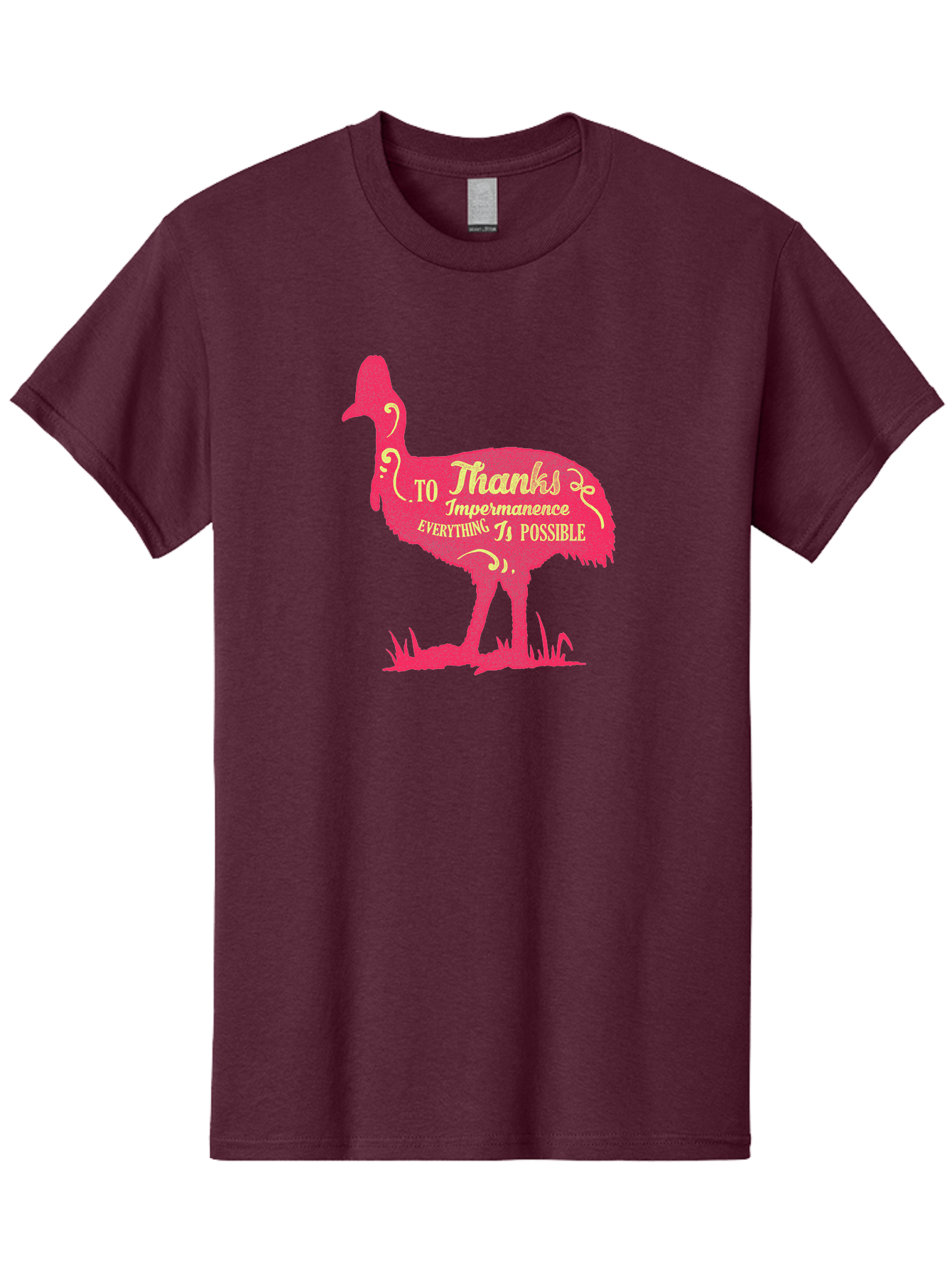Thanks To Impermanence Men'S Graphic Tee, 100% Cotton, Comfortable Casual Summer Wear, Machine Washable, Stylized Bird Silhouette, Motivational Quote, Inspirational Text, Thanks To Impermanence Everything Is Possible, Creative Typography, Aae689 3