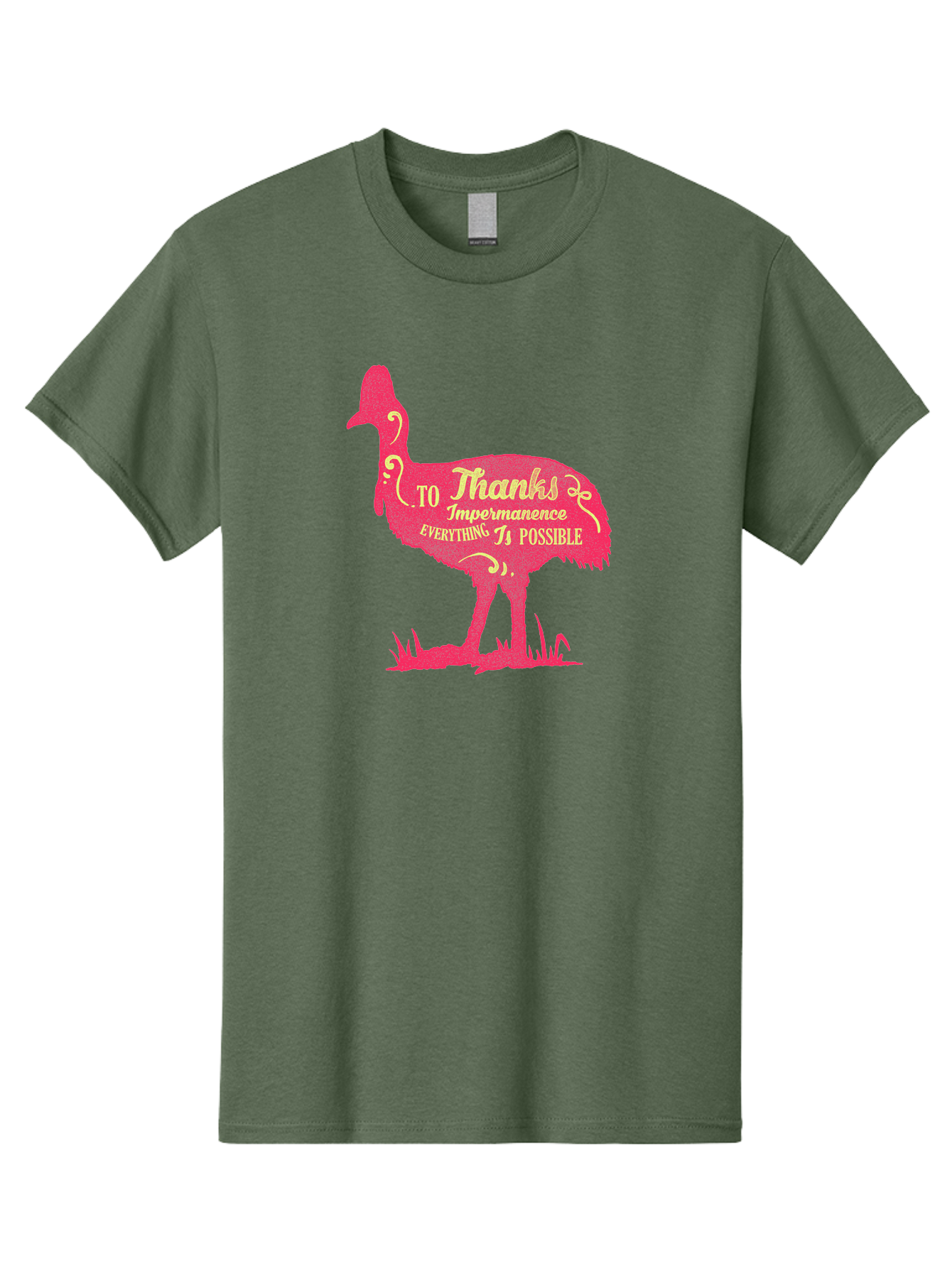 Thanks To Impermanence Men'S Graphic Tee, 100% Cotton, Comfortable Casual Summer Wear, Machine Washable, Stylized Bird Silhouette, Motivational Quote, Inspirational Text, Thanks To Impermanence Everything Is Possible, Creative Typography, Aae689 19