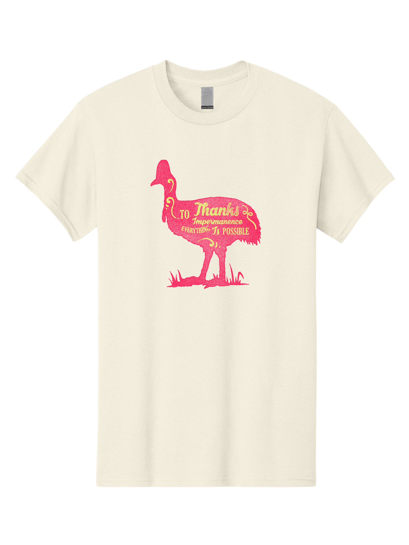 Thanks To Impermanence Men'S Graphic Tee, 100% Cotton, Comfortable Casual Summer Wear, Machine Washable, Stylized Bird Silhouette, Motivational Quote, Inspirational Text, Thanks To Impermanence Everything Is Possible, Creative Typography, Aae689 5