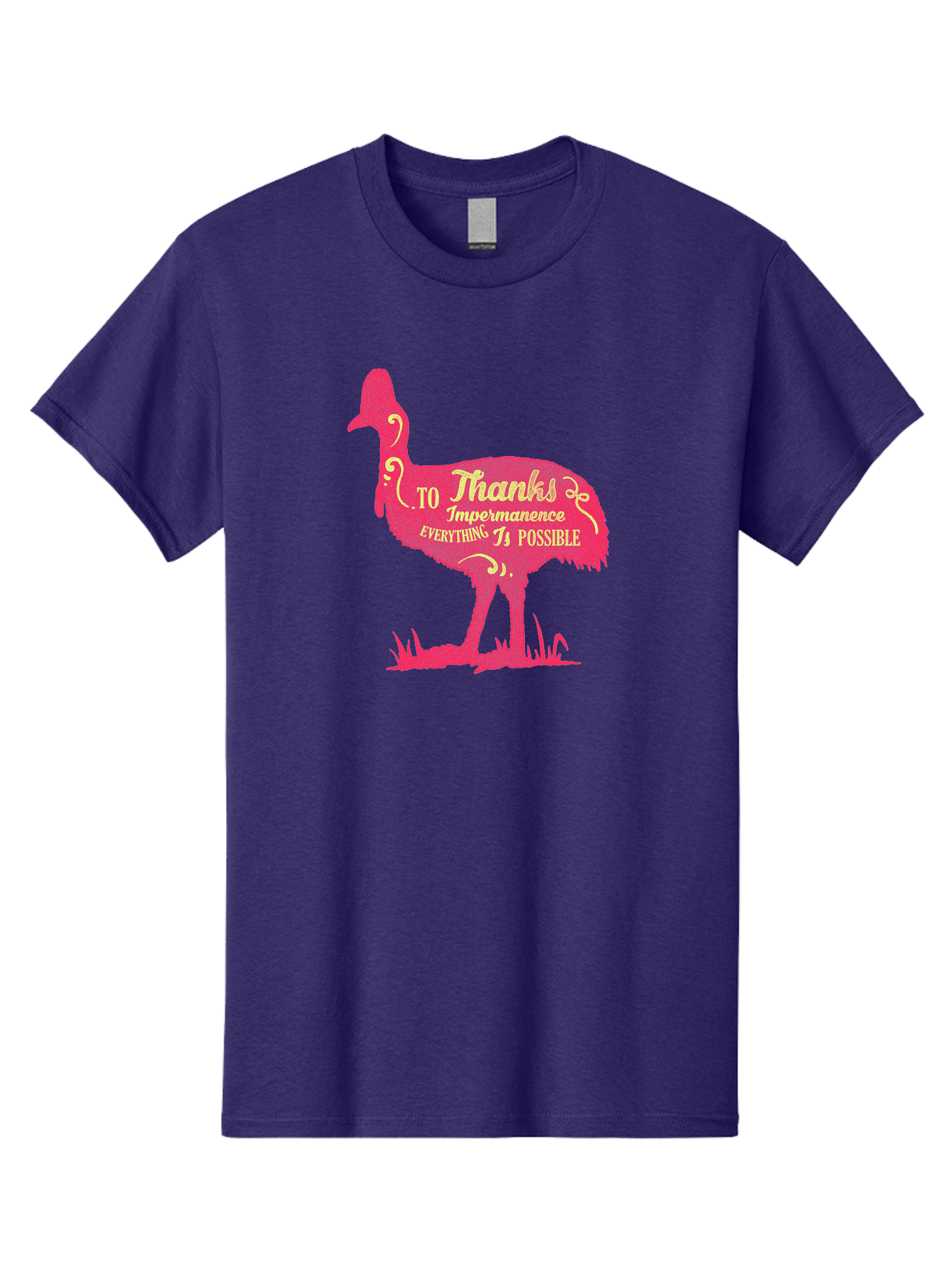 Thanks To Impermanence Men'S Graphic Tee, 100% Cotton, Comfortable Casual Summer Wear, Machine Washable, Stylized Bird Silhouette, Motivational Quote, Inspirational Text, Thanks To Impermanence Everything Is Possible, Creative Typography, Aae689 21