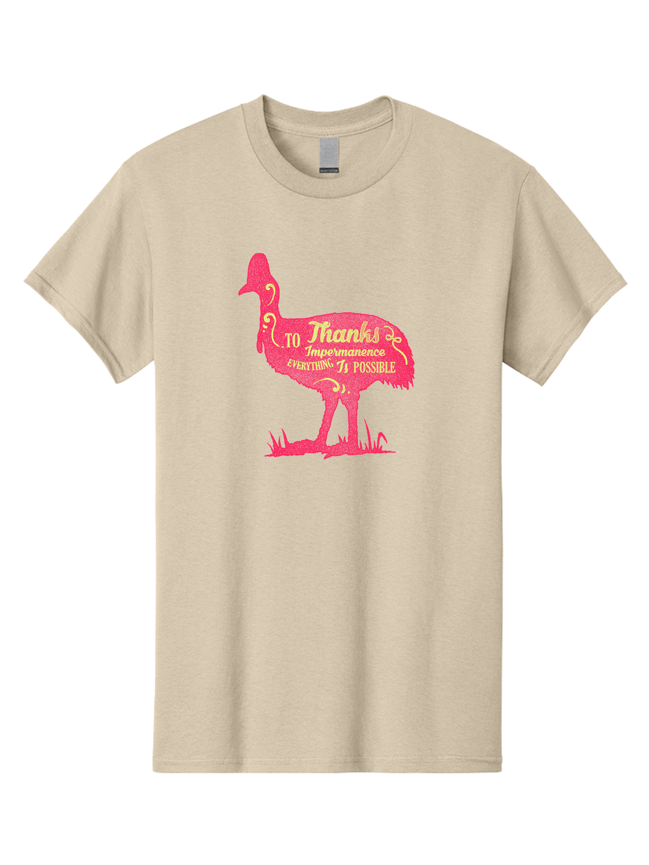 Thanks To Impermanence Men'S Graphic Tee, 100% Cotton, Comfortable Casual Summer Wear, Machine Washable, Stylized Bird Silhouette, Motivational Quote, Inspirational Text, Thanks To Impermanence Everything Is Possible, Creative Typography, Aae689 11