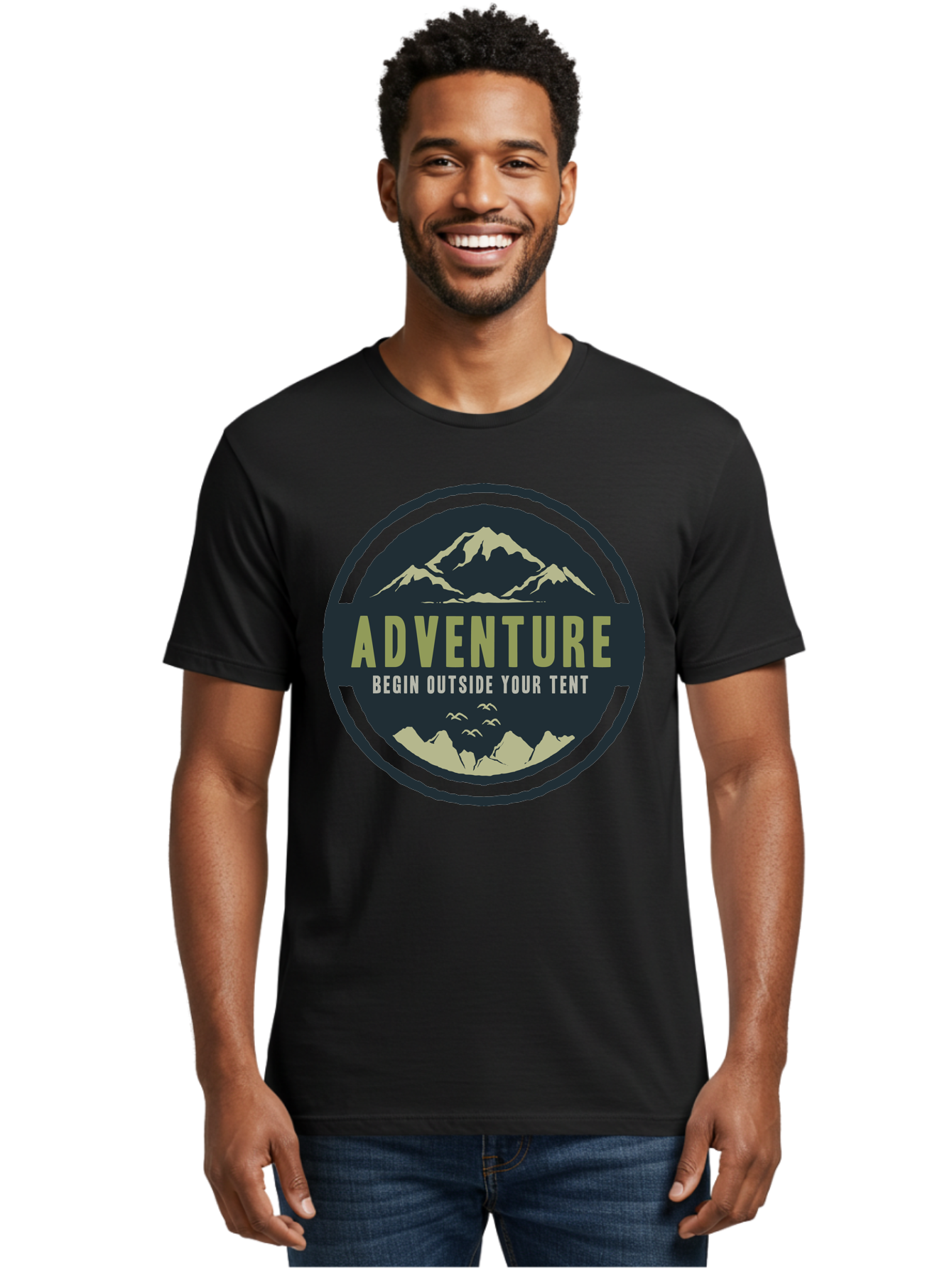 The Adventure Begin Men'S Graphic Tee, 100% Cotton, Comfortable Casual Summer Wear, Machine Washable, Outdoor Adventure, Camping Inspiration, Mountain Landscapes, Wilderness Exploration, Adventure Travel, Nature Escapades, Hiking Motivation, Aae691 8