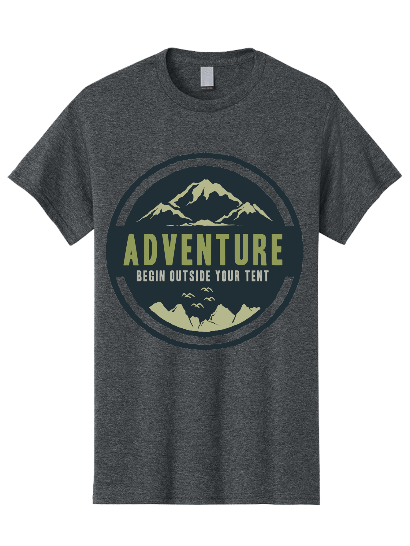 The Adventure Begin Men'S Graphic Tee, 100% Cotton, Comfortable Casual Summer Wear, Machine Washable, Outdoor Adventure, Camping Inspiration, Mountain Landscapes, Wilderness Exploration, Adventure Travel, Nature Escapades, Hiking Motivation, Aae691 25