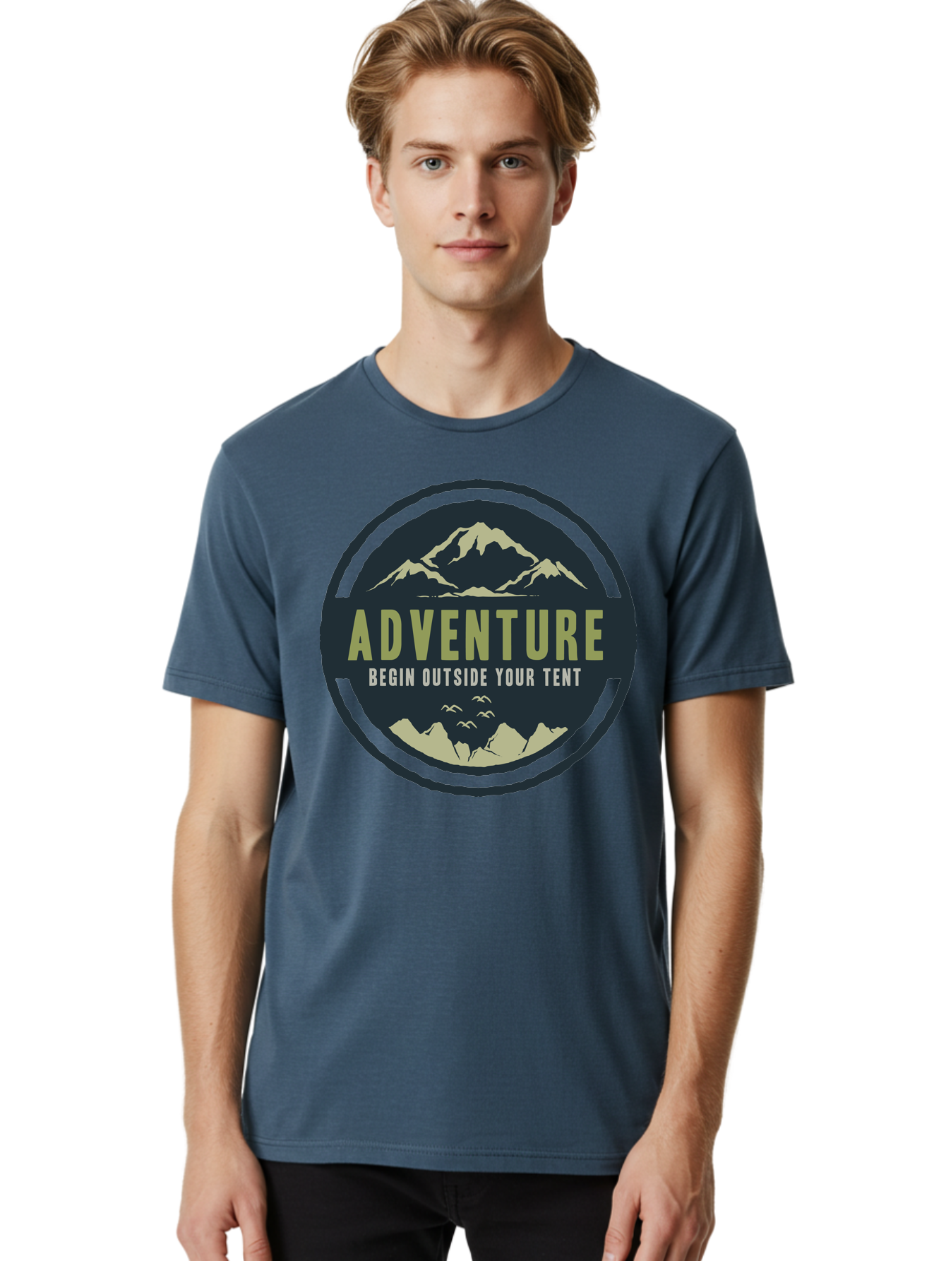 The Adventure Begin Men'S Graphic Tee, 100% Cotton, Comfortable Casual Summer Wear, Machine Washable, Outdoor Adventure, Camping Inspiration, Mountain Landscapes, Wilderness Exploration, Adventure Travel, Nature Escapades, Hiking Motivation, Aae691 22