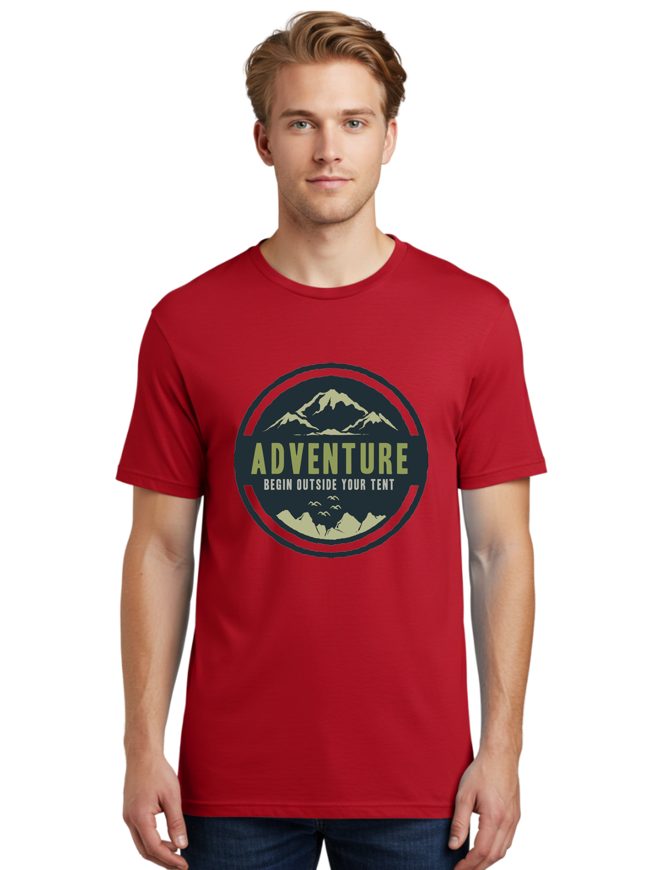 The Adventure Begin Men'S Graphic Tee, 100% Cotton, Comfortable Casual Summer Wear, Machine Washable, Outdoor Adventure, Camping Inspiration, Mountain Landscapes, Wilderness Exploration, Adventure Travel, Nature Escapades, Hiking Motivation, Aae691 30