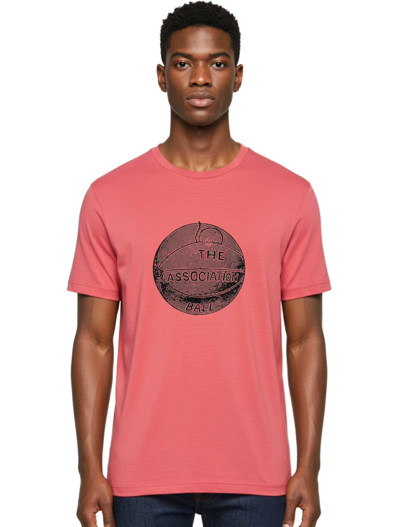 The Association Ball Men'S Graphic Tee, 100% Cotton, Comfortable Casual Summer Wear, Machine Washable, Vintage Basketball Illustration, Retro Sports Art, Circular Design, Textured Ball, Bold Typography, Nostalgic Feel, Classic Basketball, Aae693 20