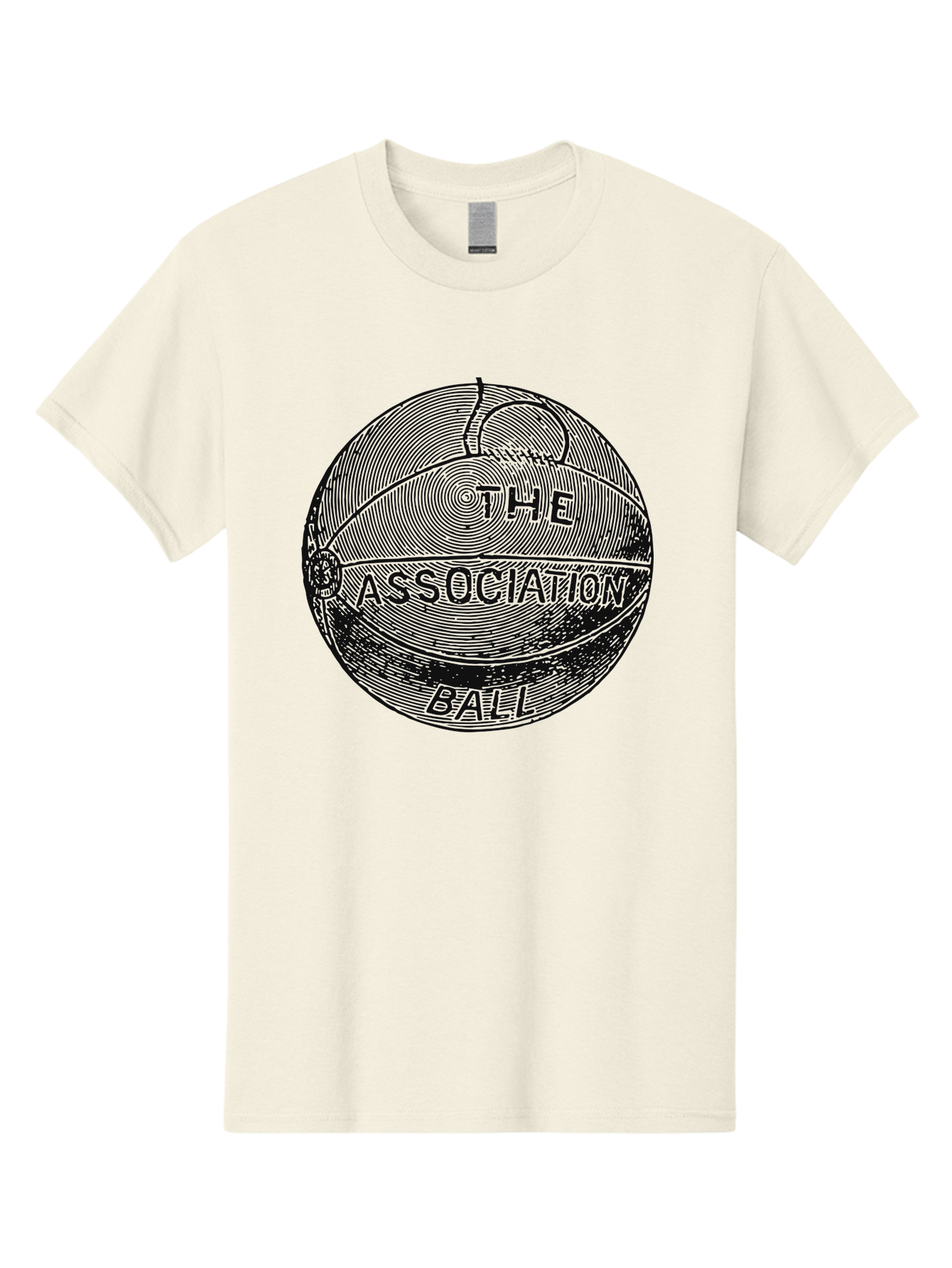 The Association Ball Men'S Graphic Tee, 100% Cotton, Comfortable Casual Summer Wear, Machine Washable, Vintage Basketball Illustration, Retro Sports Art, Circular Design, Textured Ball, Bold Typography, Nostalgic Feel, Classic Basketball, Aae693 15