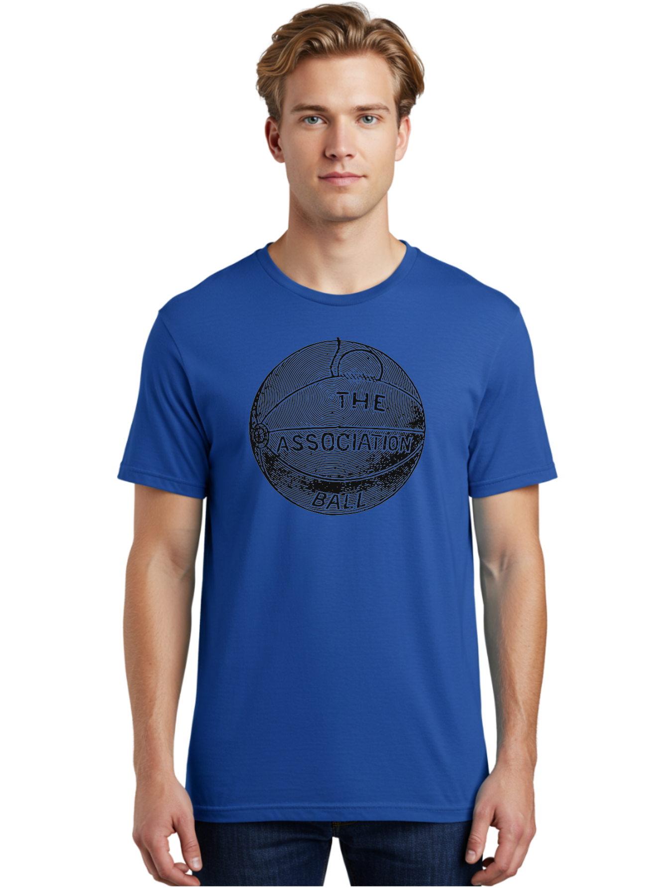 The Association Ball Men'S Graphic Tee, 100% Cotton, Comfortable Casual Summer Wear, Machine Washable, Vintage Basketball Illustration, Retro Sports Art, Circular Design, Textured Ball, Bold Typography, Nostalgic Feel, Classic Basketball, Aae693 26