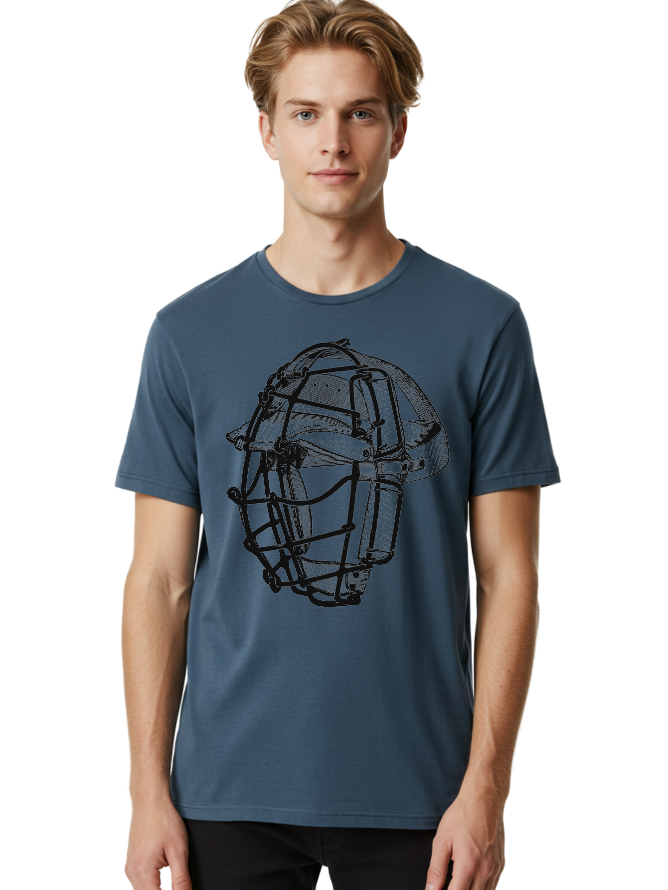 The Backstop Shield Men'S Graphic Tee, 100% Cotton, Comfortable Casual Summer Wear, Machine Washable, Baseball Catcher'S Mask, Protective Gear, Sports Equipment, Vintage Design, Classic Style, Catcher'S Protective Mask Aae694 22