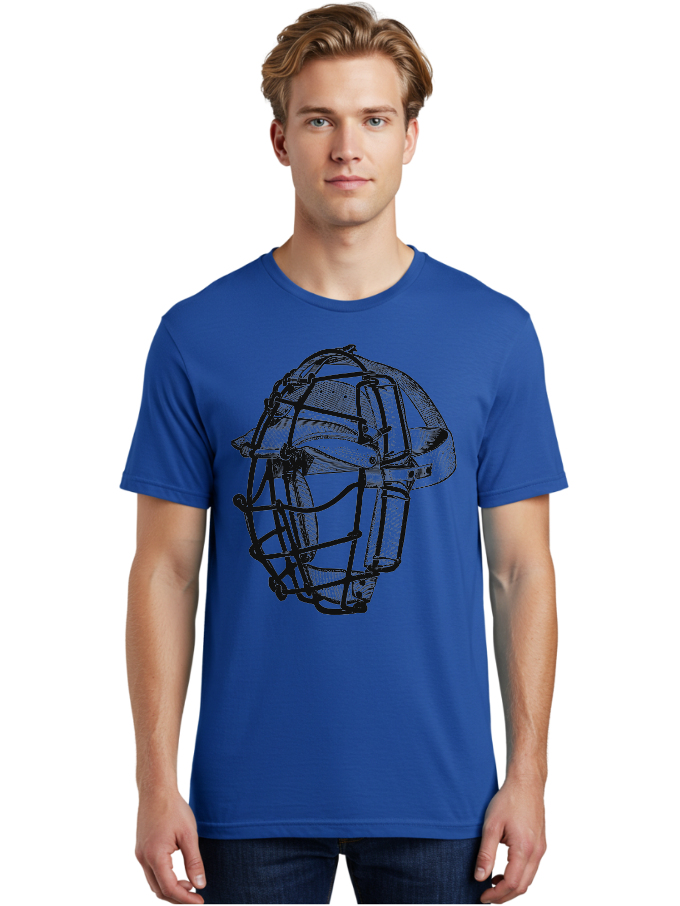 The Backstop Shield Men'S Graphic Tee, 100% Cotton, Comfortable Casual Summer Wear, Machine Washable, Baseball Catcher'S Mask, Protective Gear, Sports Equipment, Vintage Design, Classic Style, Catcher'S Protective Mask Aae694 24