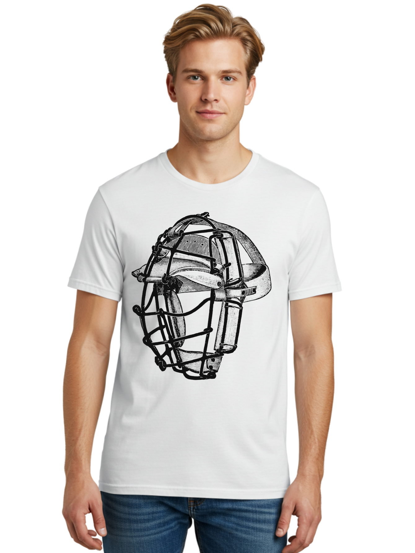The Backstop Shield Men'S Graphic Tee, 100% Cotton, Comfortable Casual Summer Wear, Machine Washable, Baseball Catcher'S Mask, Protective Gear, Sports Equipment, Vintage Design, Classic Style, Catcher'S Protective Mask Aae694 16