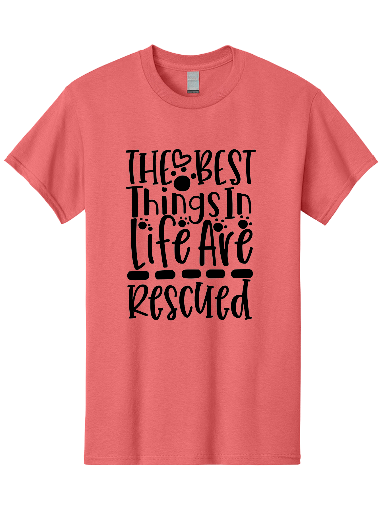 The Best Things In Life Are Rescued Men'S Graphic Tee, 100% Cotton, Comfortable Casual Summer Wear, Machine Washable, Animal Rescue, Rescue Pets, Adopt Don'T Shop, Pet Love, Animal Lovers, Inspiring Quotes, Heartwarming Messages, Paw Prints Aae695 5