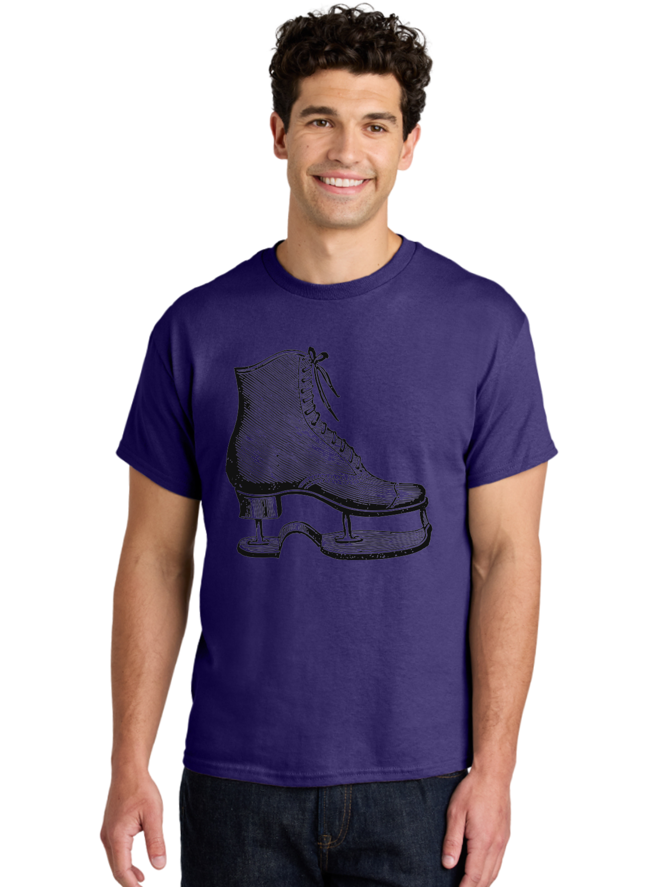 The Frozen Classic Men'S Graphic Tee, 100% Cotton, Comfortable Casual Summer Wear, Machine Washable, Ice Skate, Vintage Illustration, Lace-Up Boot, Ice Skating, Winter Sports, Classic Design, Retro Style, Frozen Fun Aae704 14