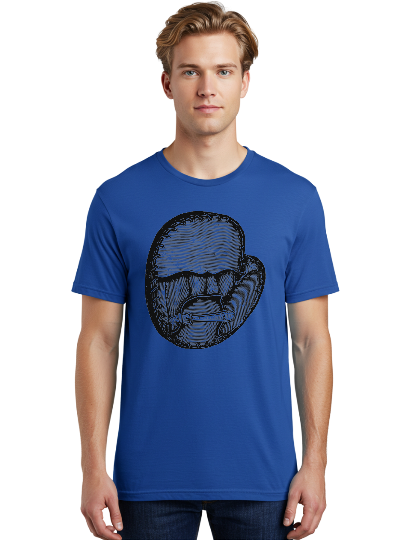 The Golden Glove Men'S Graphic Tee, 100% Cotton, Comfortable Casual Summer Wear, Machine Washable, Baseball Glove With Pocket Knife, Vintage Illustration, Retro Artwork, Crosshatching Technique, Nostalgic Feel, Baseball Theme, Aae705 4