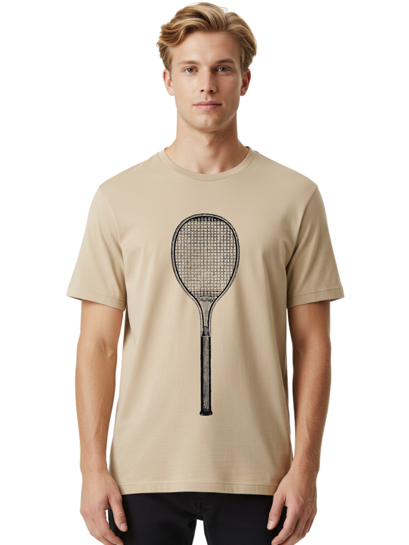The Grand Slammer Men'S Graphic Tee, 100% Cotton, Comfortable Casual Summer Wear, Machine Washable, Tennis Racket, Sports Equipment, Tennis Gear, Racket Design, Tennis Player, Athletic Accessories Aae706 22