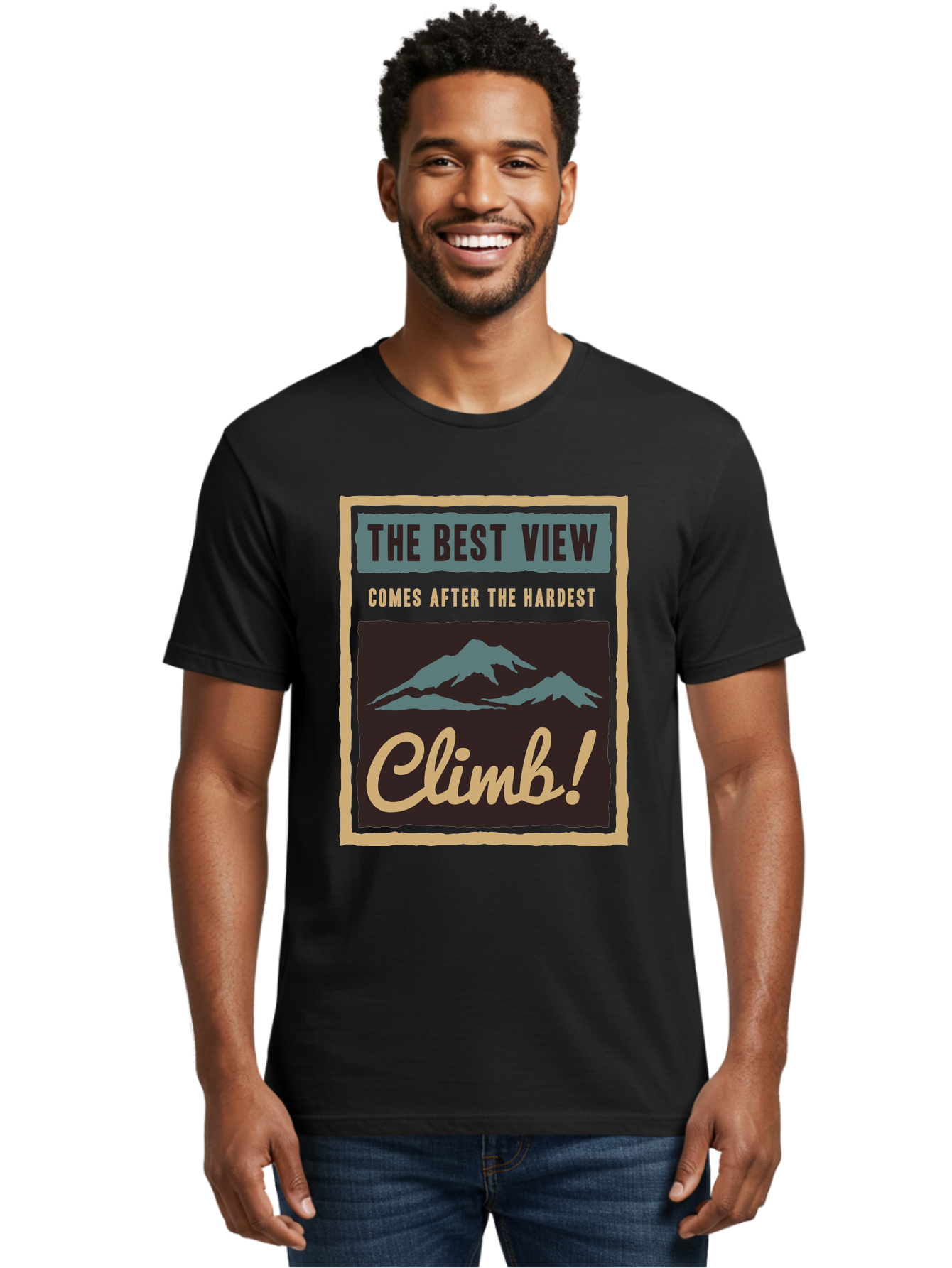 The Hardest Climb Men'S Graphic Tee, 100% Cotton, Comfortable Casual Summer Wear, Machine Washable, Mountain Climber Motivation, Inspirational Quotes, Outdoor Adventure, Peak Experience, Challenging Journey, Perseverance, Adventure Seeker Aae710 8
