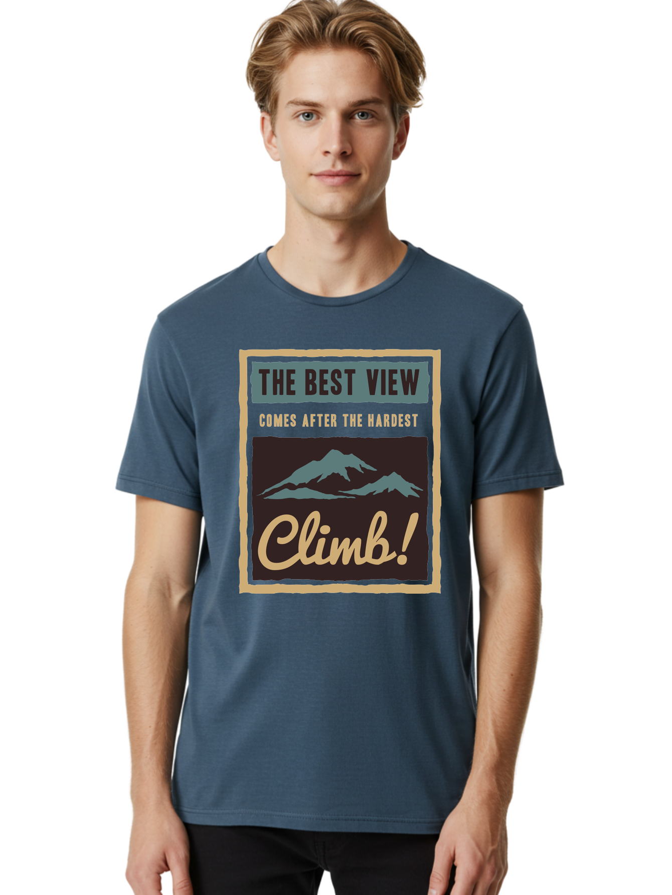 The Hardest Climb Men'S Graphic Tee, 100% Cotton, Comfortable Casual Summer Wear, Machine Washable, Mountain Climber Motivation, Inspirational Quotes, Outdoor Adventure, Peak Experience, Challenging Journey, Perseverance, Adventure Seeker Aae710 16