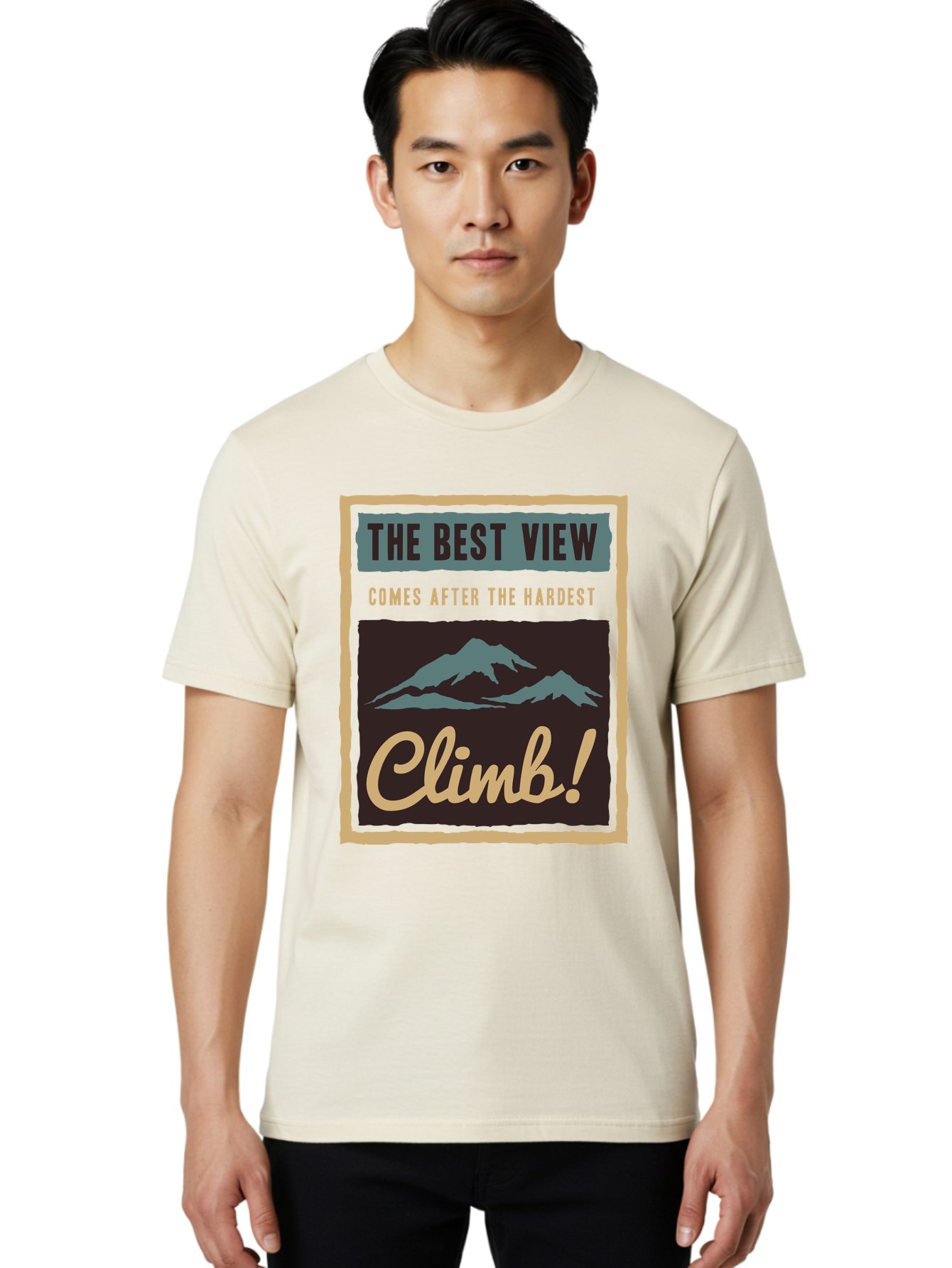 The Hardest Climb Men'S Graphic Tee, 100% Cotton, Comfortable Casual Summer Wear, Machine Washable, Mountain Climber Motivation, Inspirational Quotes, Outdoor Adventure, Peak Experience, Challenging Journey, Perseverance, Adventure Seeker Aae710 6
