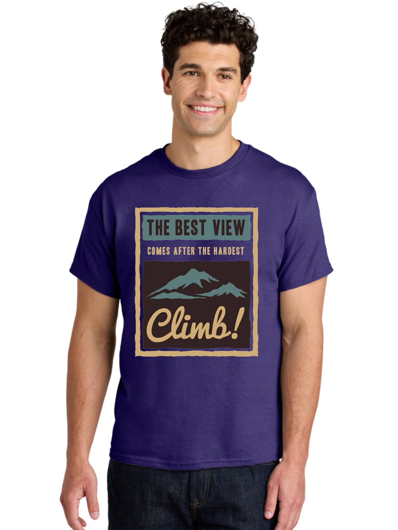 The Hardest Climb Men'S Graphic Tee, 100% Cotton, Comfortable Casual Summer Wear, Machine Washable, Mountain Climber Motivation, Inspirational Quotes, Outdoor Adventure, Peak Experience, Challenging Journey, Perseverance, Adventure Seeker Aae710 18