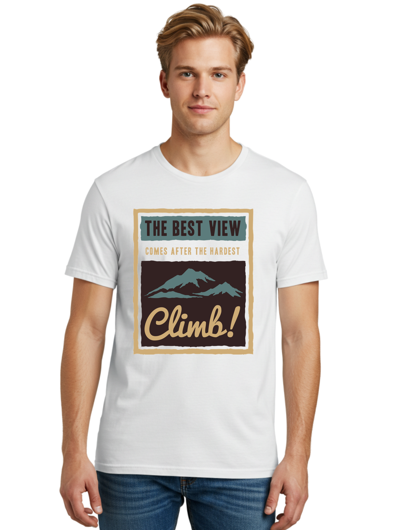 The Hardest Climb Men'S Graphic Tee, 100% Cotton, Comfortable Casual Summer Wear, Machine Washable, Mountain Climber Motivation, Inspirational Quotes, Outdoor Adventure, Peak Experience, Challenging Journey, Perseverance, Adventure Seeker Aae710 24
