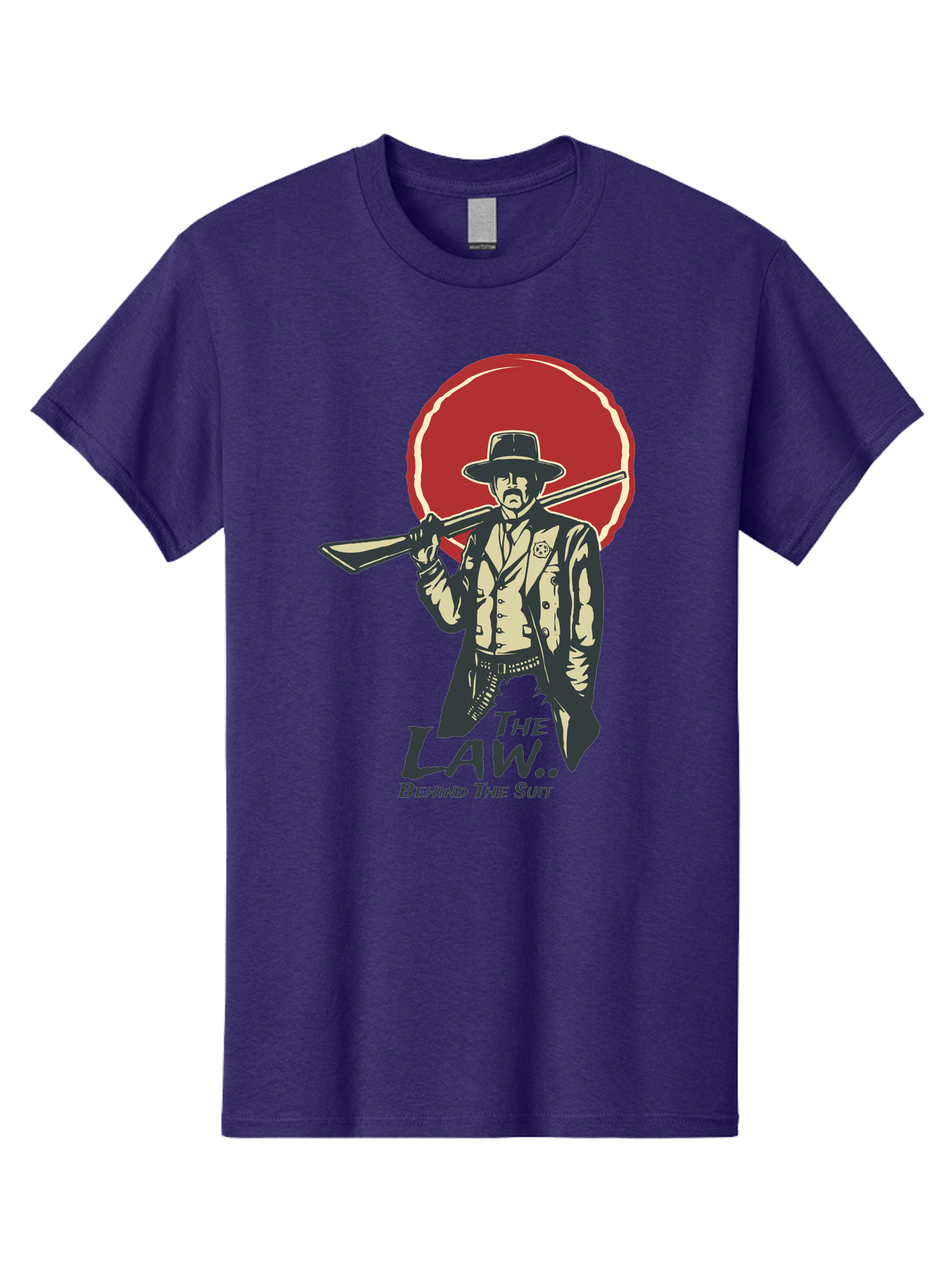 The Law Behind The Suit Men'S Graphic Tee, 100% Cotton, Comfortable Casual Summer Wear, Machine Washable, Western Sheriff, Cowboy With Shotgun, Law Enforcement, Western Style, Rugged Individualism, Vintage Graphics, Retro Illustration, Aae712 7