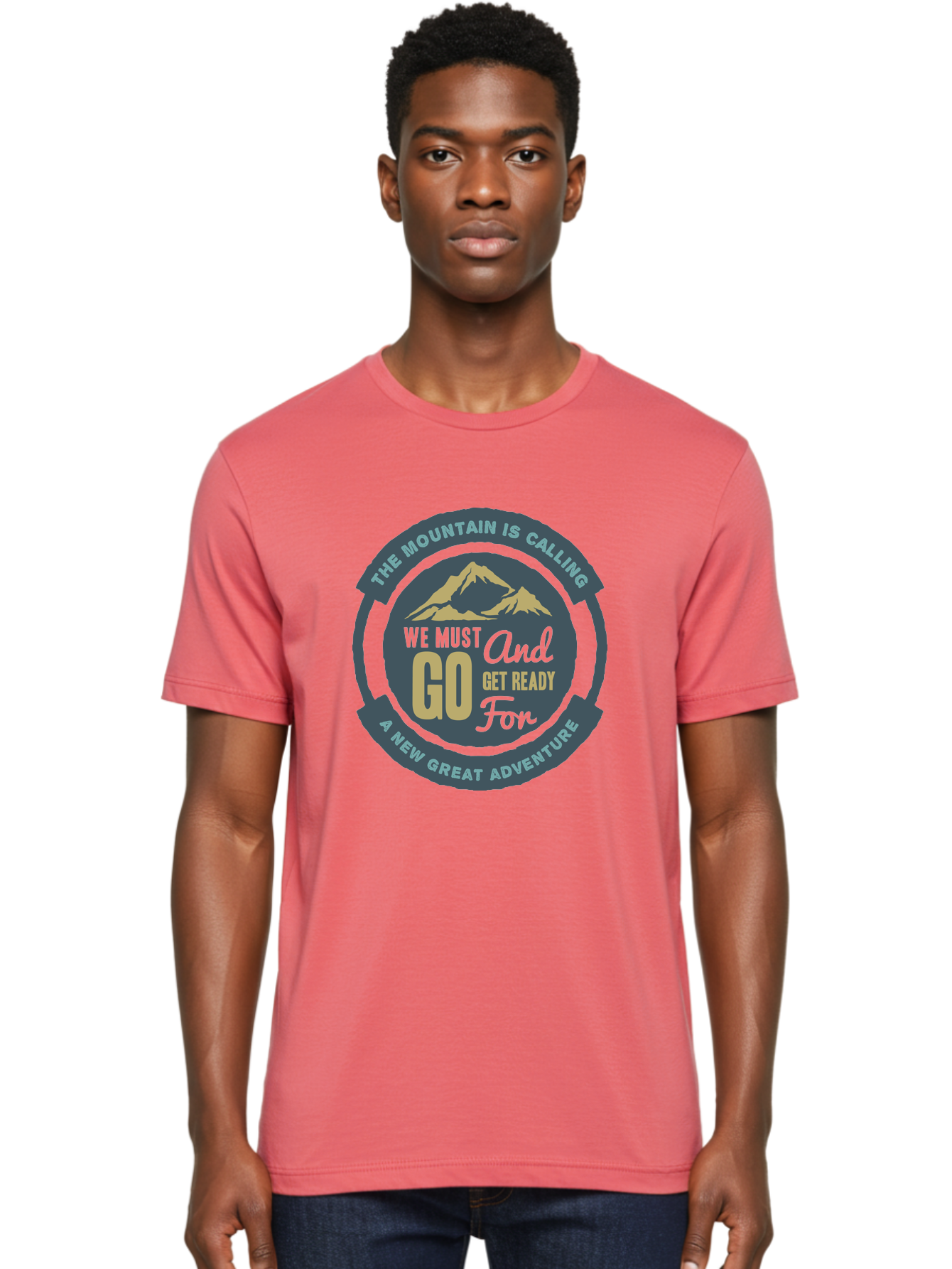 The Mountain Is Calling Men'S Graphic Tee, 100% Cotton, Comfortable Casual Summer Wear, Machine Washable, Mountain Adventure, Outdoor Enthusiasts, Adventure Seekers, Travel Inspiration, Motivational Quote, Hiking Trails, Exploration, Aae717 20