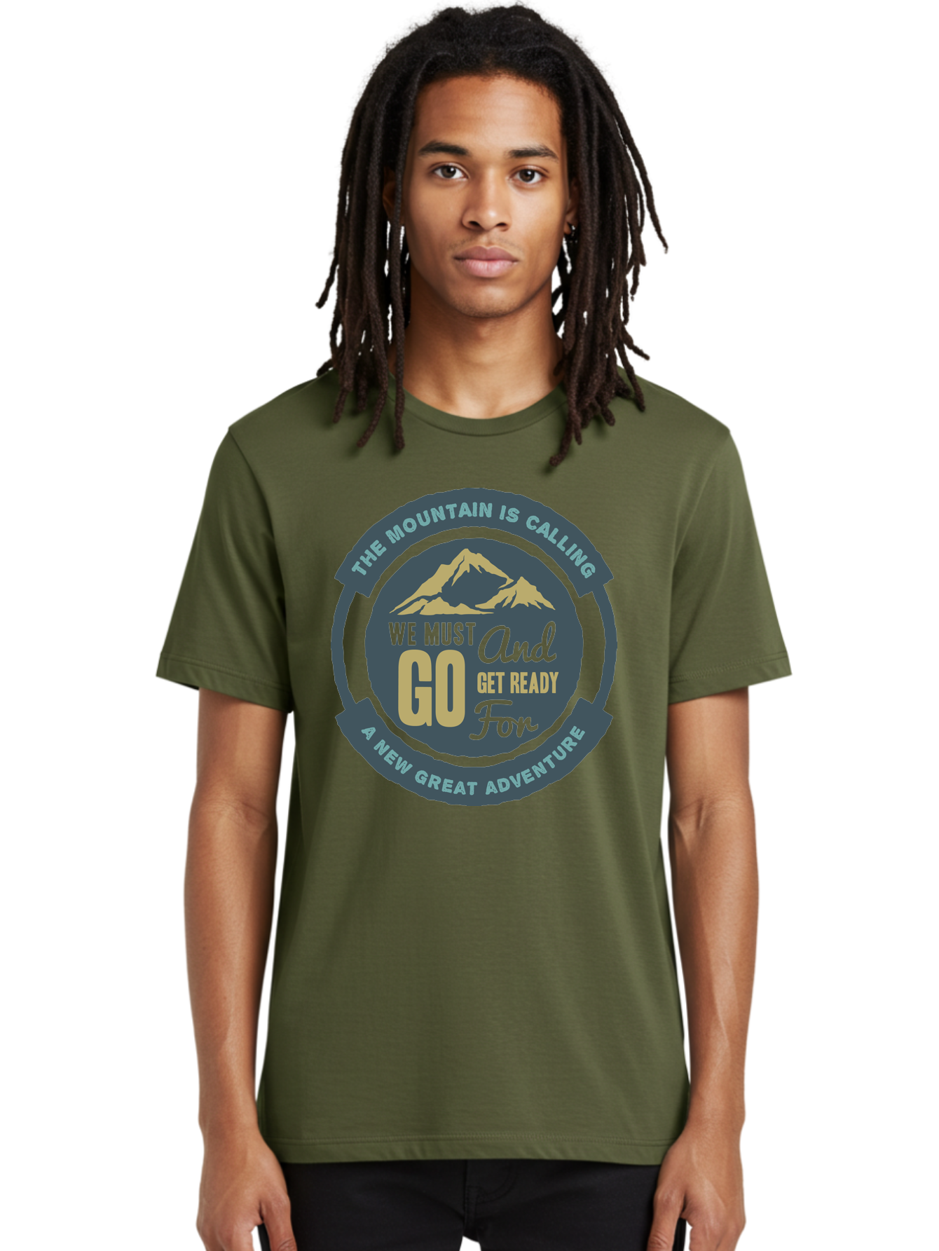The Mountain Is Calling Men'S Graphic Tee, 100% Cotton, Comfortable Casual Summer Wear, Machine Washable, Mountain Adventure, Outdoor Enthusiasts, Adventure Seekers, Travel Inspiration, Motivational Quote, Hiking Trails, Exploration, Aae717 24
