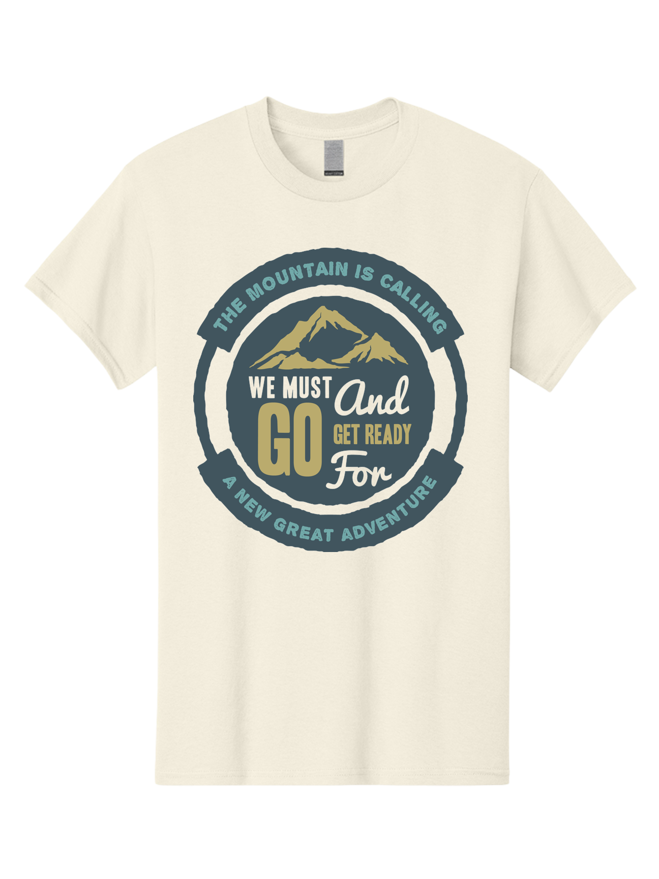The Mountain Is Calling Men'S Graphic Tee, 100% Cotton, Comfortable Casual Summer Wear, Machine Washable, Mountain Adventure, Outdoor Enthusiasts, Adventure Seekers, Travel Inspiration, Motivational Quote, Hiking Trails, Exploration, Aae717 17