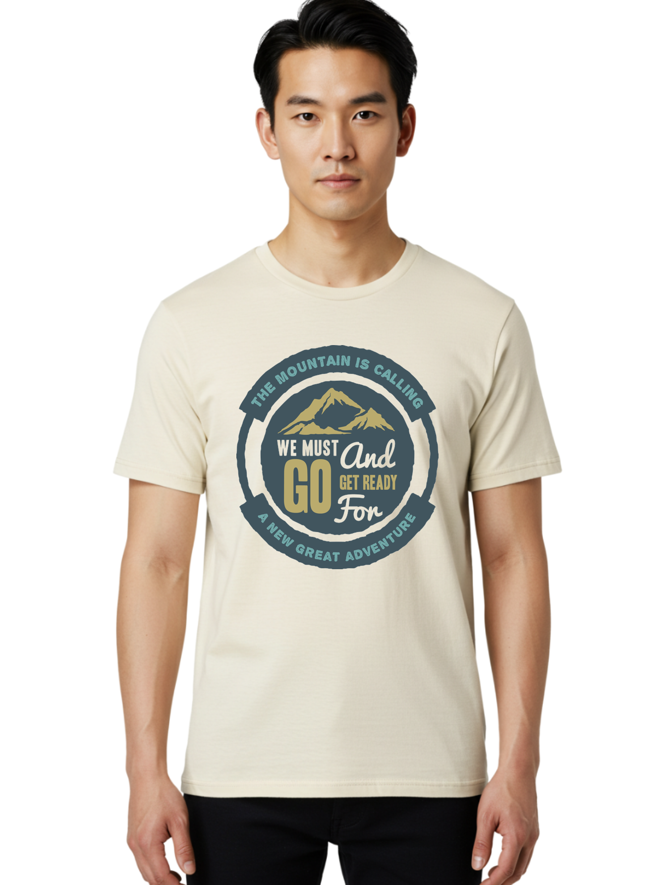 The Mountain Is Calling Men'S Graphic Tee, 100% Cotton, Comfortable Casual Summer Wear, Machine Washable, Mountain Adventure, Outdoor Enthusiasts, Adventure Seekers, Travel Inspiration, Motivational Quote, Hiking Trails, Exploration, Aae717 18