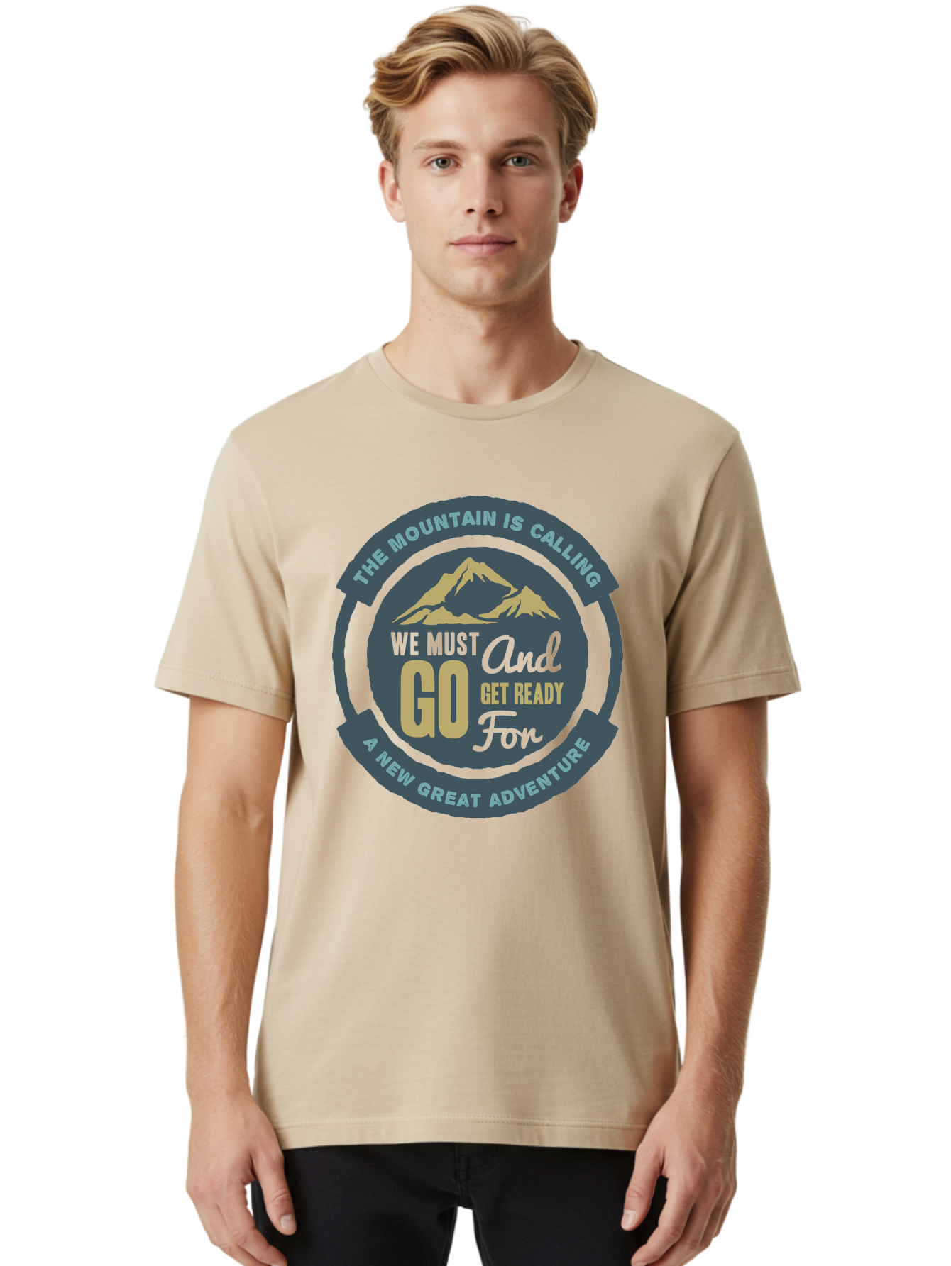 The Mountain Is Calling Men'S Graphic Tee, 100% Cotton, Comfortable Casual Summer Wear, Machine Washable, Mountain Adventure, Outdoor Enthusiasts, Adventure Seekers, Travel Inspiration, Motivational Quote, Hiking Trails, Exploration, Aae717 6