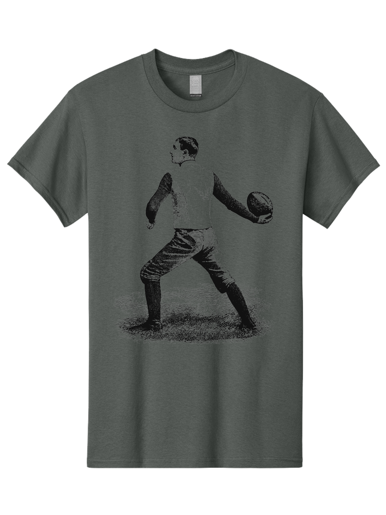 The Original Quarterback Men'S Graphic Tee, 100% Cotton, Comfortable Casual Summer Wear, Machine Washable, Rugby Player In Action, Athlete In Motion, Sports Illustration, Vintage Style, Rugby Ball, Dynamic Pose, Energetic Movement, Aae718 13
