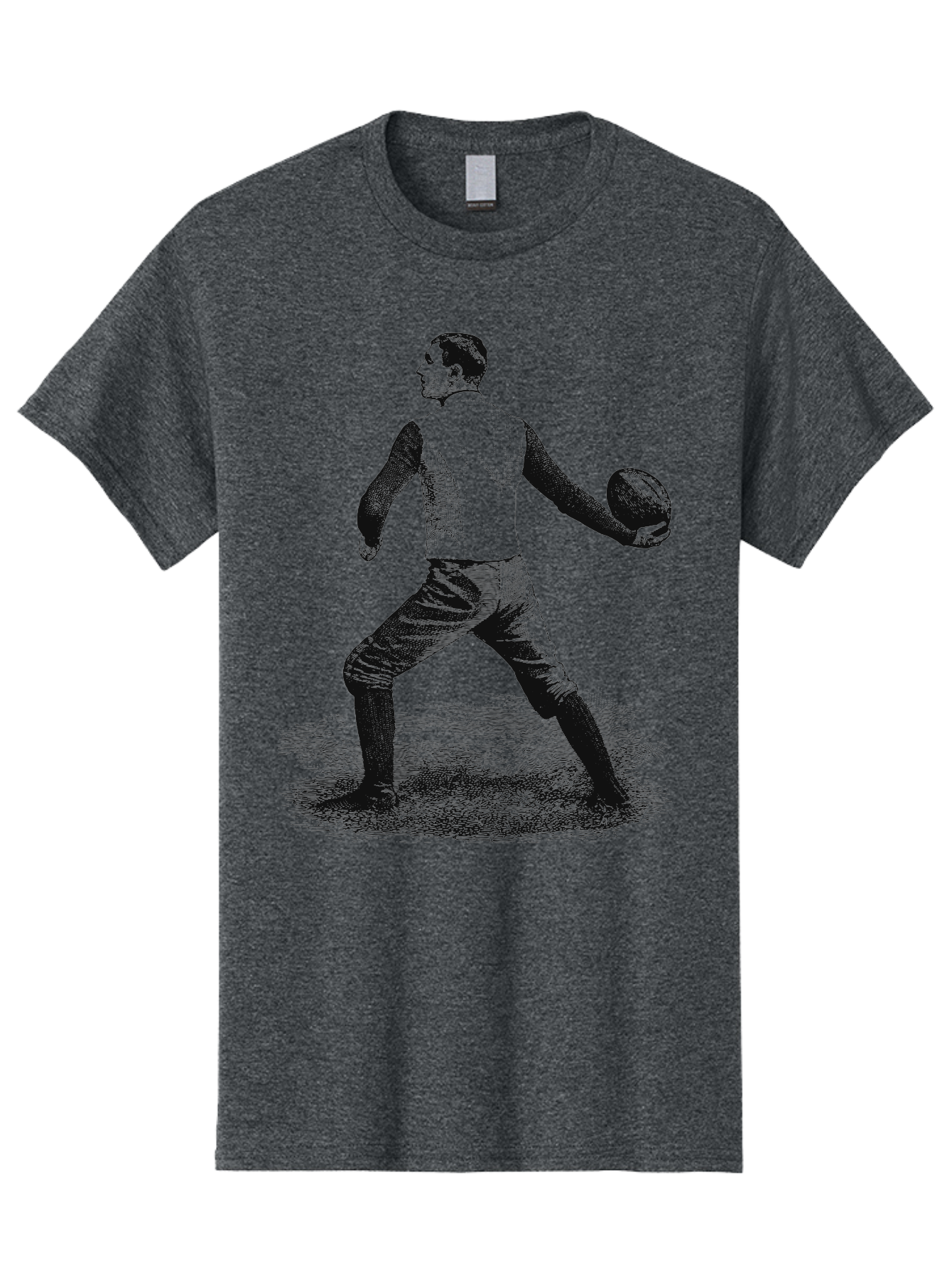 The Original Quarterback Men'S Graphic Tee, 100% Cotton, Comfortable Casual Summer Wear, Machine Washable, Rugby Player In Action, Athlete In Motion, Sports Illustration, Vintage Style, Rugby Ball, Dynamic Pose, Energetic Movement, Aae718 11