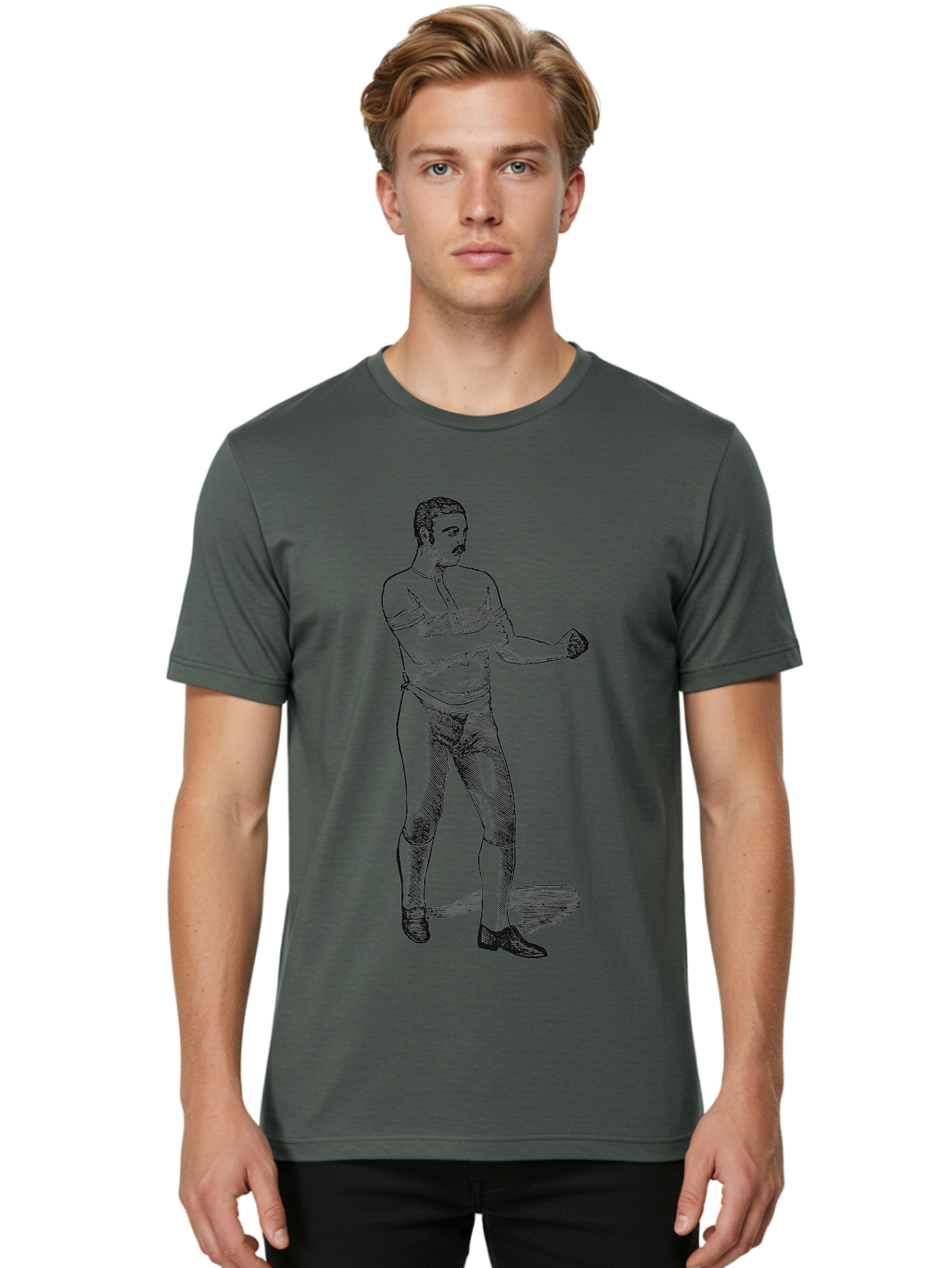 The Vintage Fighter Men'S Graphic Tee, 100% Cotton, Comfortable Casual Summer Wear, Machine Washable, Boxing Stance, Pugilist, Fighter, Boxing Gloves, Combat Sports, Martial Arts, Athletic Pose, Fighting Stance Aae724 20