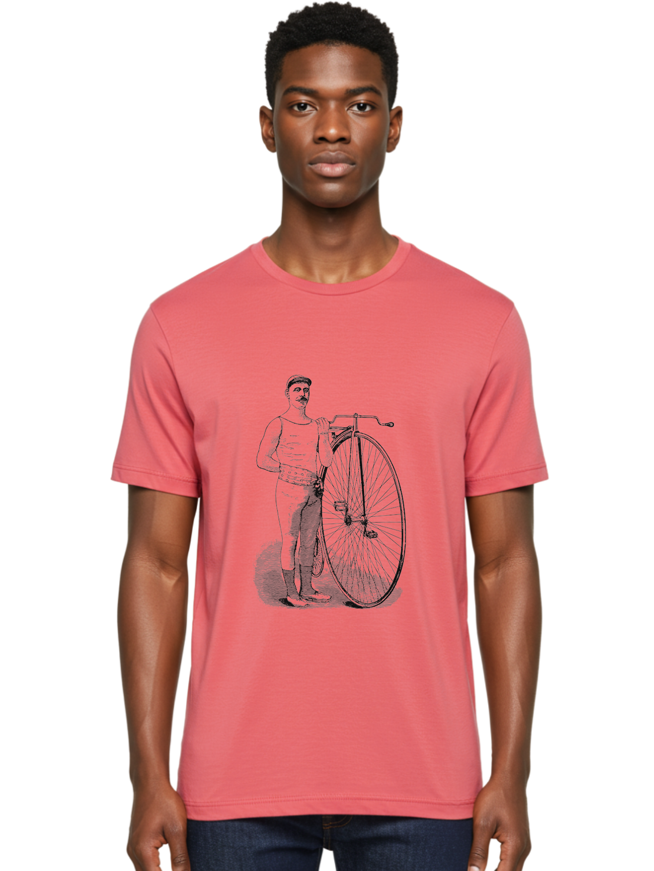 The Wheelman Men'S Graphic Tee, 100% Cotton, Comfortable Casual Summer Wear, Machine Washable, Vintage Bicycle, Penny Farthing Bike, Old-Fashioned Cycling, Historical Transport, Classic Bike Design, Retro Cycling Culture, Aae726 6