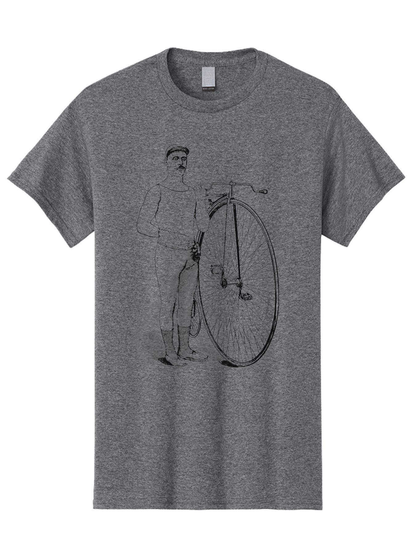 The Wheelman Men'S Graphic Tee, 100% Cotton, Comfortable Casual Summer Wear, Machine Washable, Vintage Bicycle, Penny Farthing Bike, Old-Fashioned Cycling, Historical Transport, Classic Bike Design, Retro Cycling Culture, Aae726 9