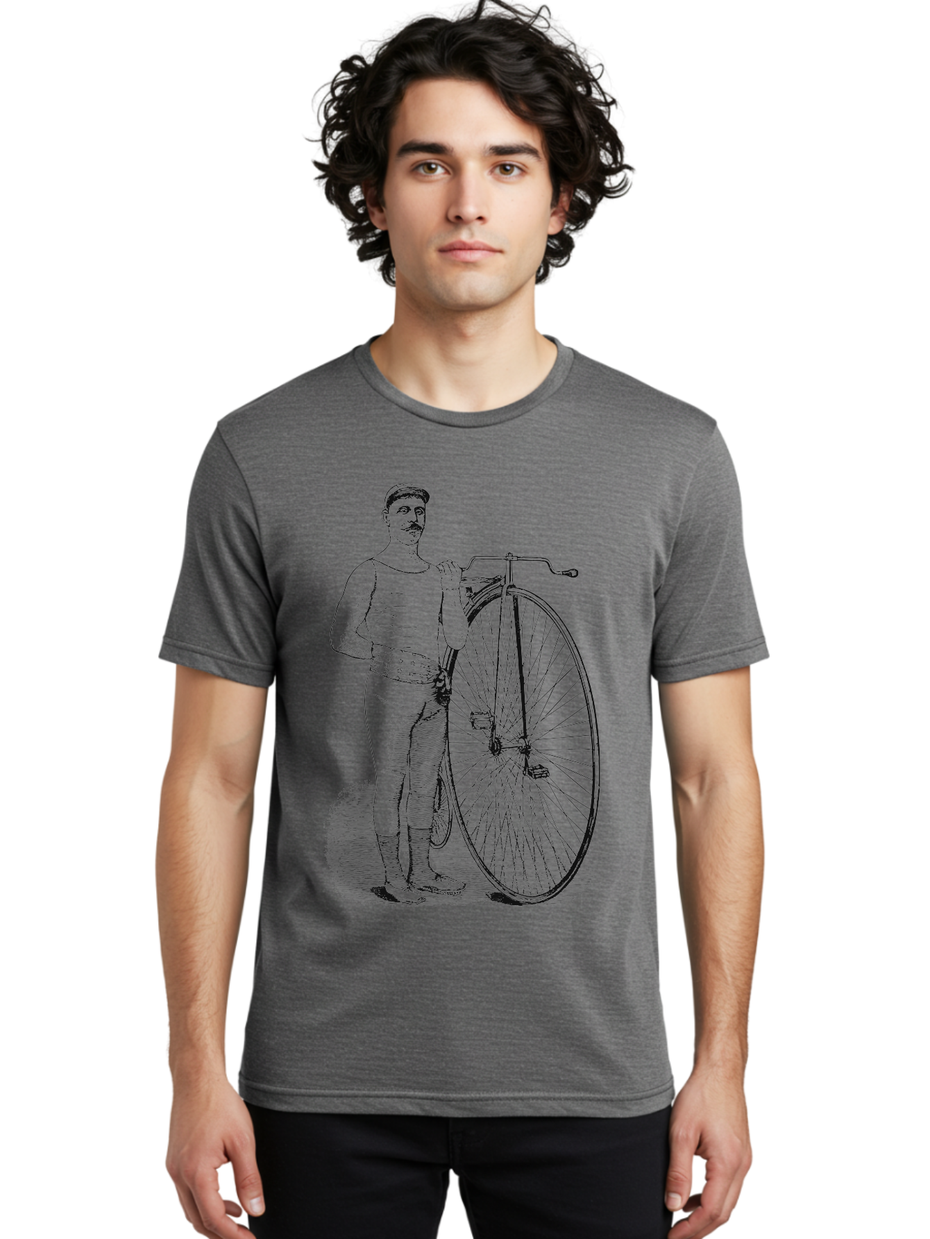 The Wheelman Men'S Graphic Tee, 100% Cotton, Comfortable Casual Summer Wear, Machine Washable, Vintage Bicycle, Penny Farthing Bike, Old-Fashioned Cycling, Historical Transport, Classic Bike Design, Retro Cycling Culture, Aae726 10