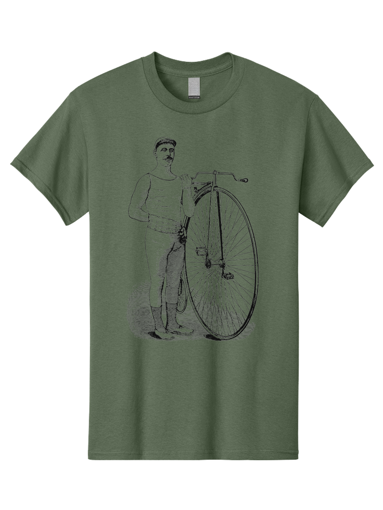The Wheelman Men'S Graphic Tee, 100% Cotton, Comfortable Casual Summer Wear, Machine Washable, Vintage Bicycle, Penny Farthing Bike, Old-Fashioned Cycling, Historical Transport, Classic Bike Design, Retro Cycling Culture, Aae726 21