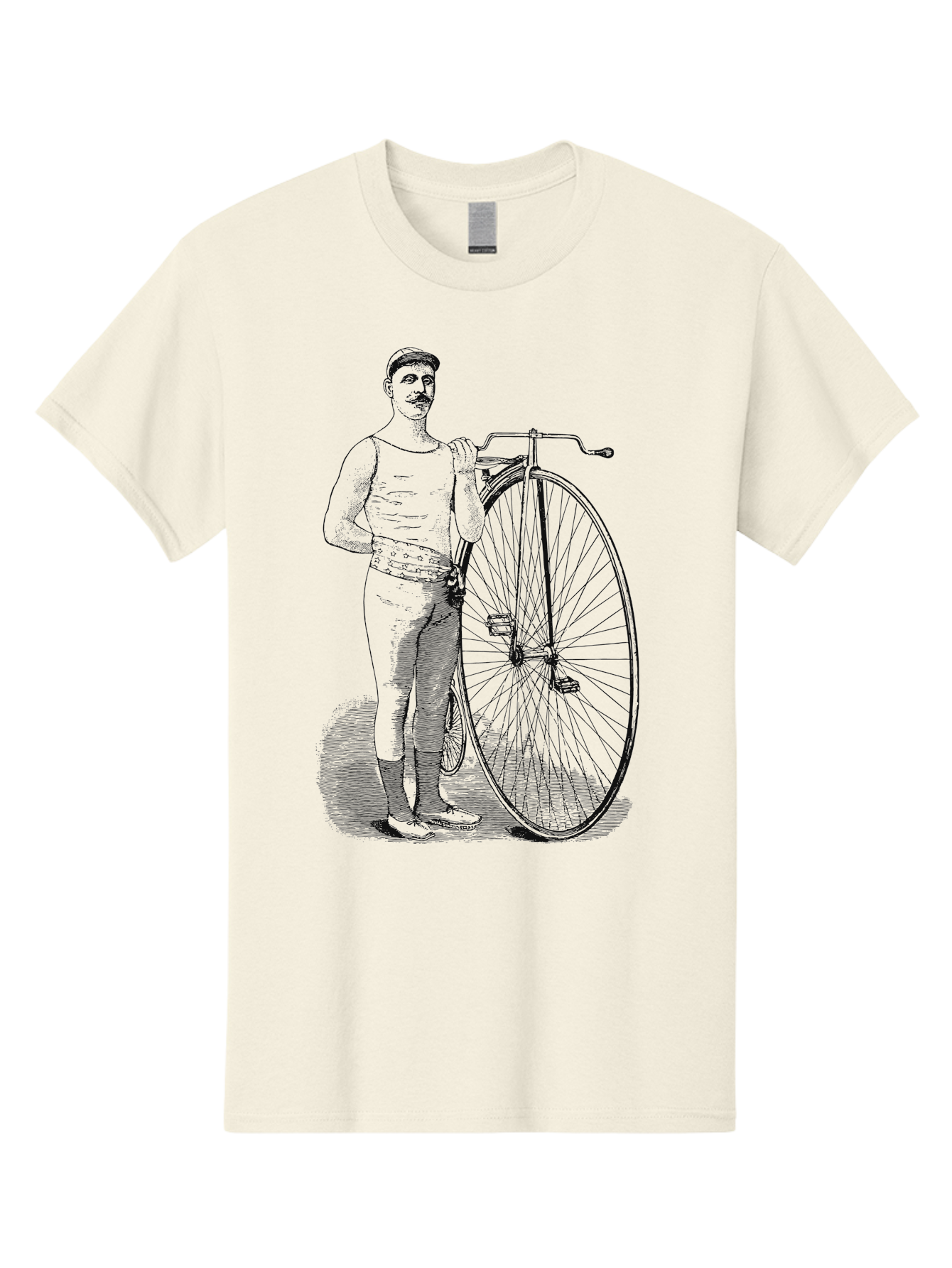 The Wheelman Men'S Graphic Tee, 100% Cotton, Comfortable Casual Summer Wear, Machine Washable, Vintage Bicycle, Penny Farthing Bike, Old-Fashioned Cycling, Historical Transport, Classic Bike Design, Retro Cycling Culture, Aae726 15